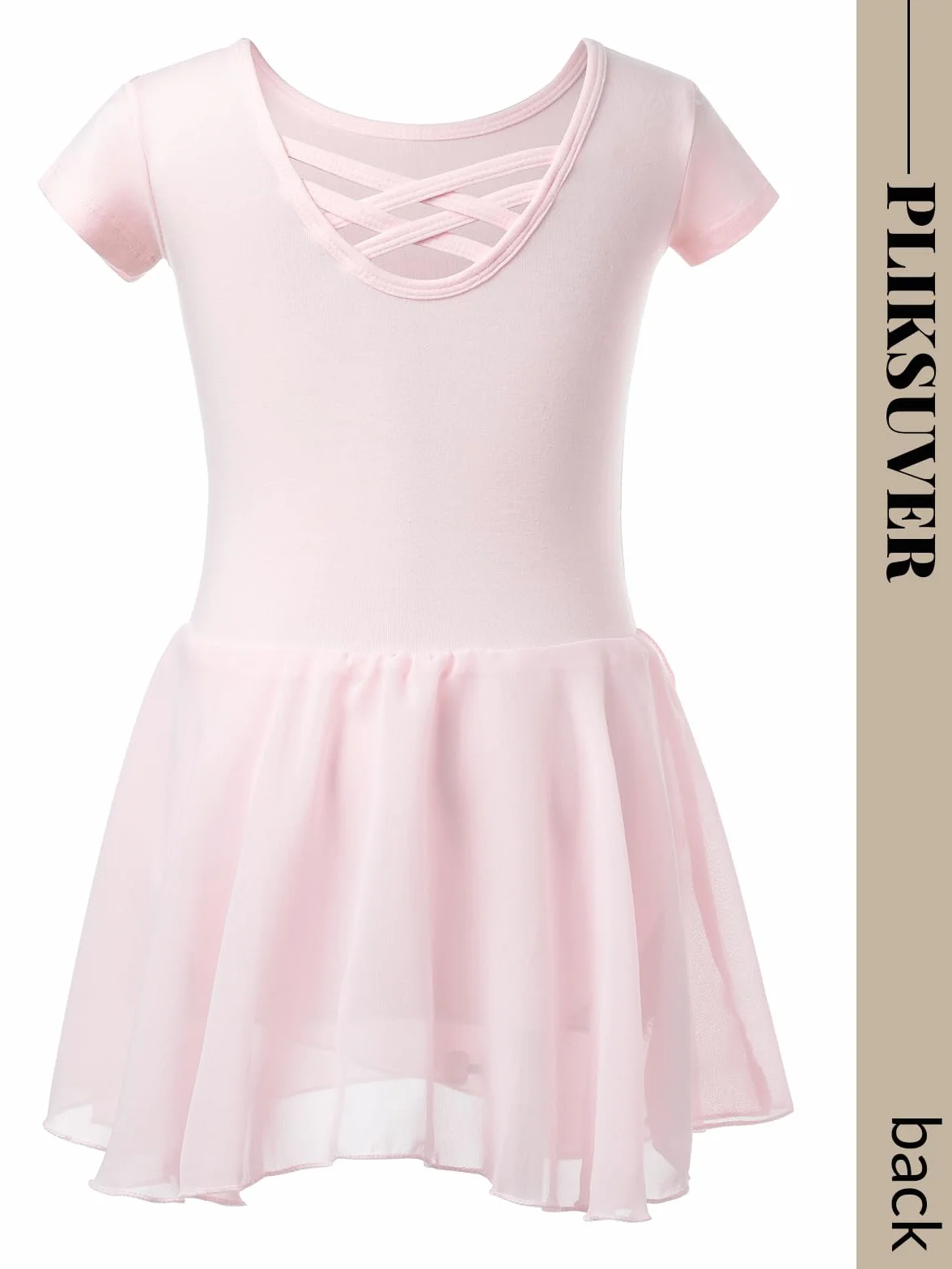 Vestido de Ballet para Niñas Manga Corta Maillot de Danza con Falda de Gasa