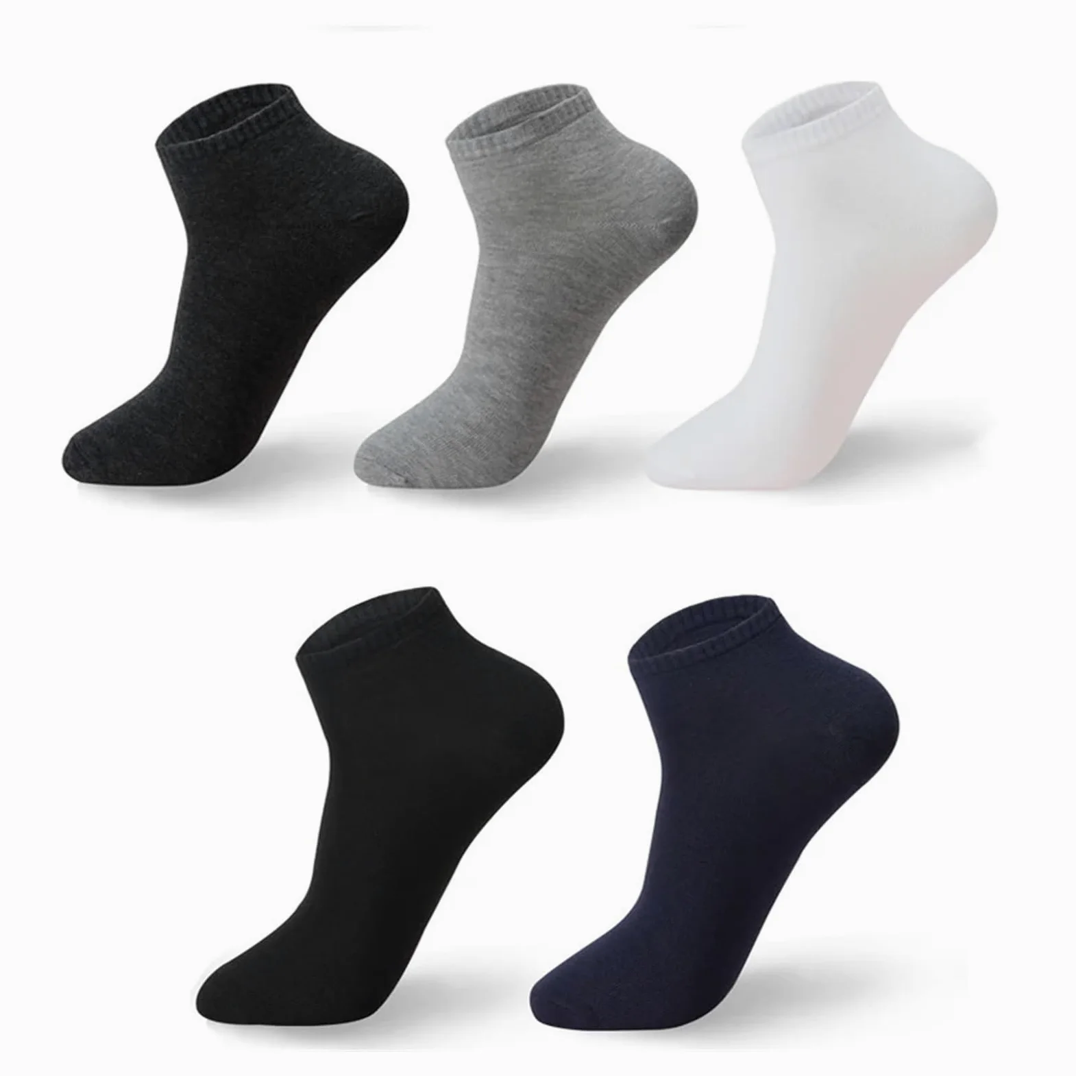 Calcetines Tobilleros Hombre 10 pares/lote de calcetines for hombre, tallas grandes 42, 43, 44, 45, 46, 47, 48, informales, transpirables, negros y blancos, algodón