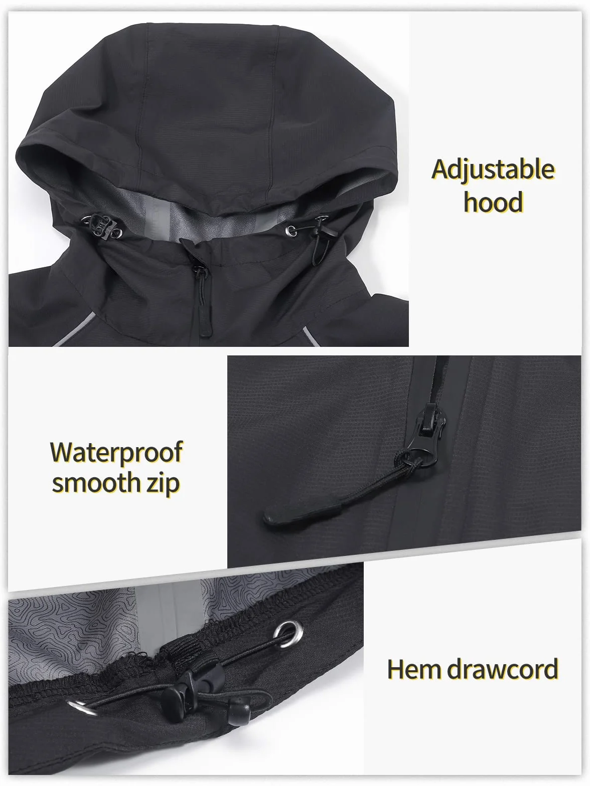 BERGRISAR Chaqueta de Ciclismo Impermeable Transpirable Ligera Hombre Capucha