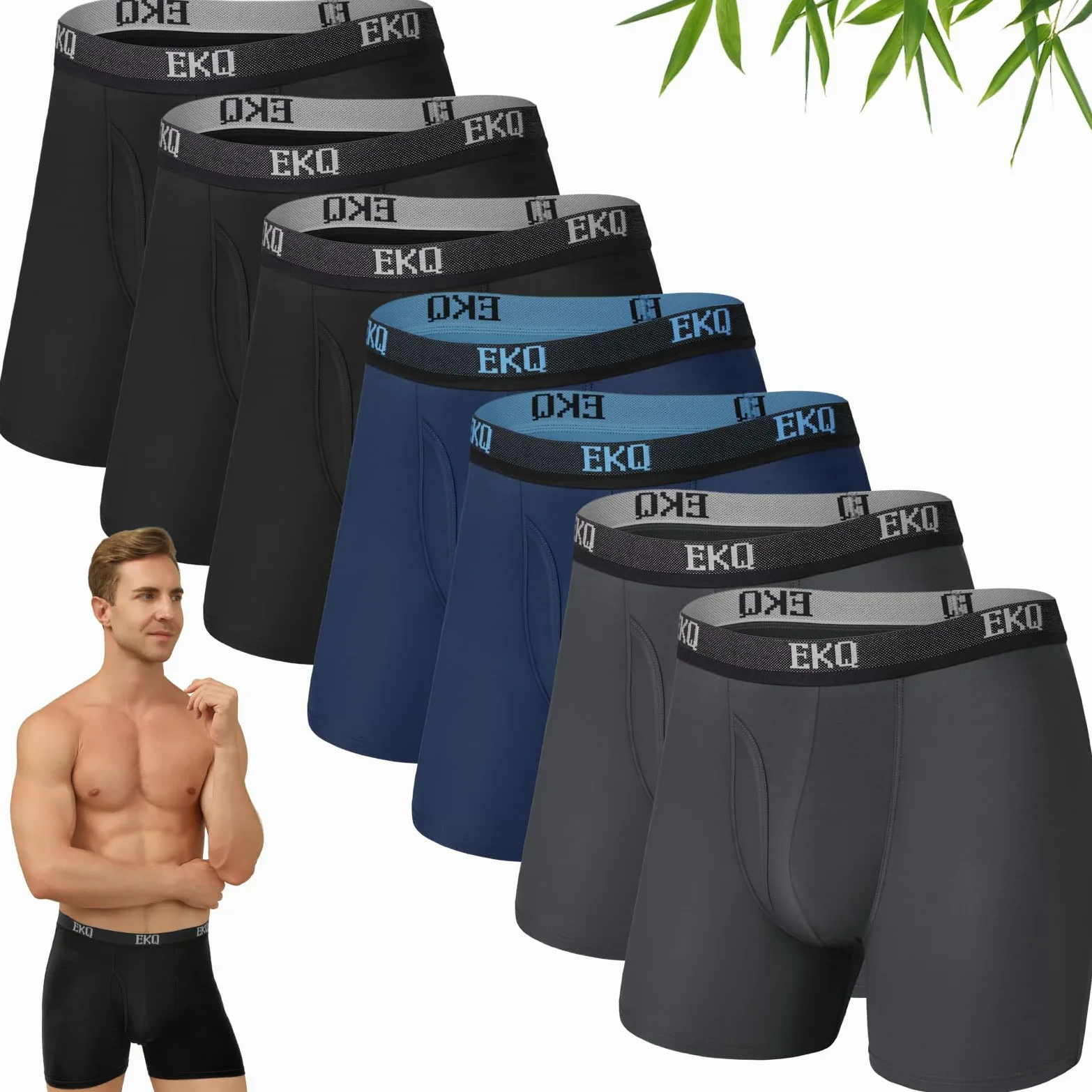 Calzoncillos Hombre Boxer Pack de 7 Bambú Boxers para Hombres | Unidades Transpirables Ropa Interior Hombre Suaves y Sin Etiquetas No Rasguñan la Piel