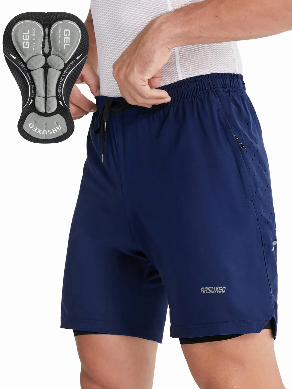 ARSUXEO Pantalones Cortos de Ciclismo para Hombre Pantalones Cortos de Ciclismo de montaña Acolchados y Holgados 2506
