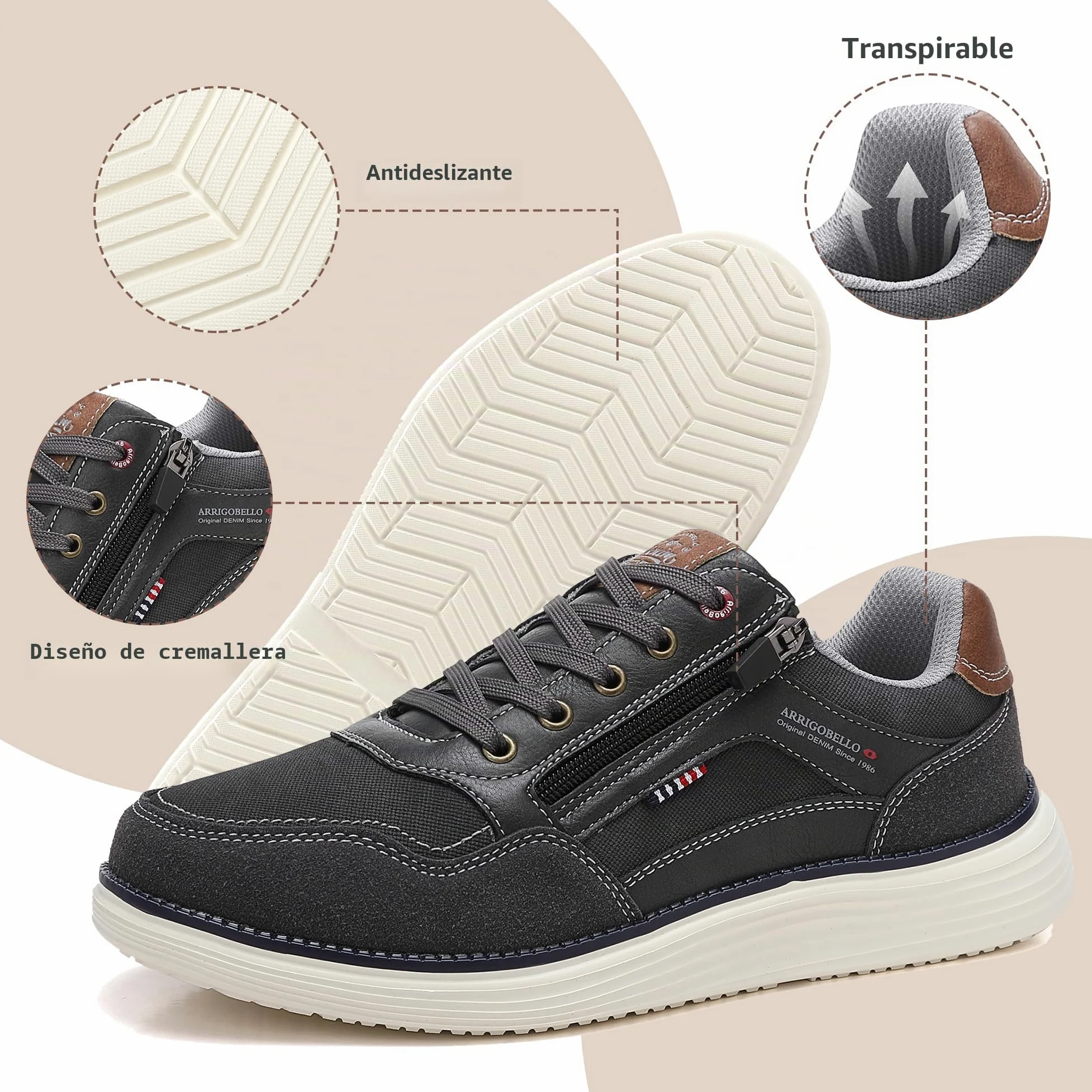 ARRIGO BELLO Zapatillas Hombre Zapatos Casual Deportivas Caminar Vestir Gimnasio Moda Cómodo Sneakers Talla 41-46