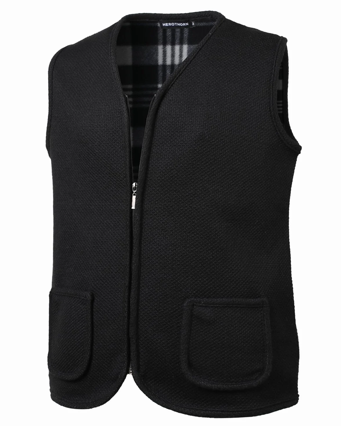 Chaleco de Punto para Hombre Cárdigan sin Mangas Chaqueta de Suéter de Forro Polar Cremallera Cálido Caballerocon Bolsillos Otoño Invierno