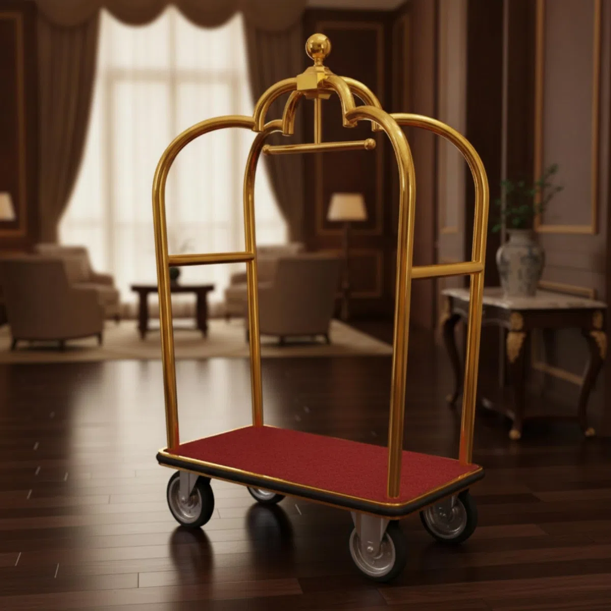 Baoblaze Carro Portaequipajes Hotel Carrito Equipaje Trole Tubo 51 Mm Construcción Sólida Alfombra para Maletas Ruedas Giratorias Suave Adecuado para Hoteles de Recepción Residencias