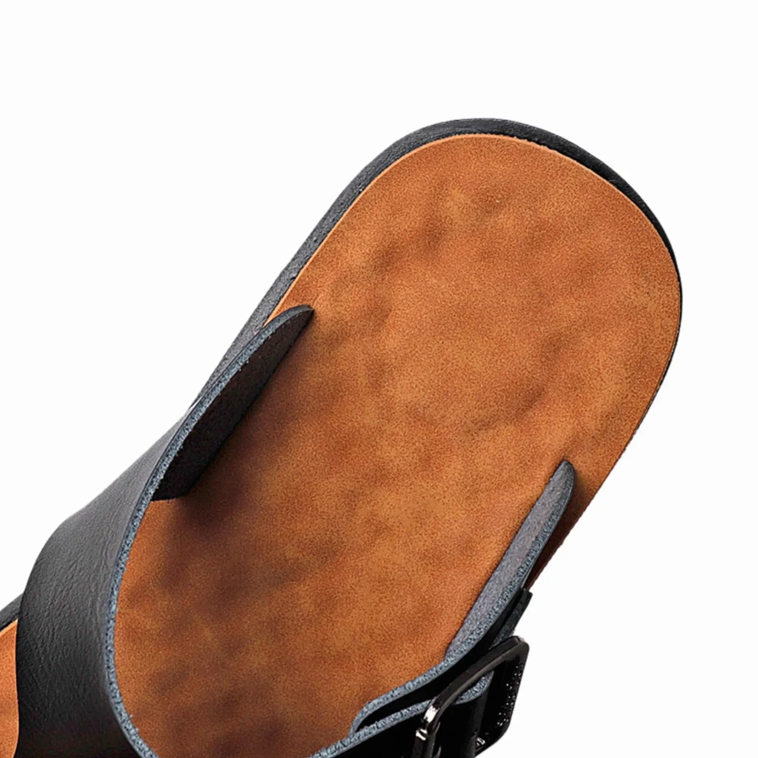 Zapatillas de casa Cuero Verano Los Hombres, Sandalias PU, Deslizamiento Casual En Zapatos Playa para Viajes Y Ocio Al Aire Libre-black-47