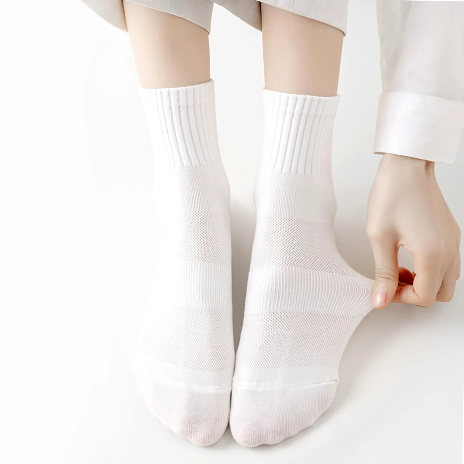 Hemobllo Calcetines de Algodón para Mujer, 10 Pares, Crew de Uso Diario | Paquete 10 Unidades, Banda Elástica, para Senderismo y Actividades Variadas