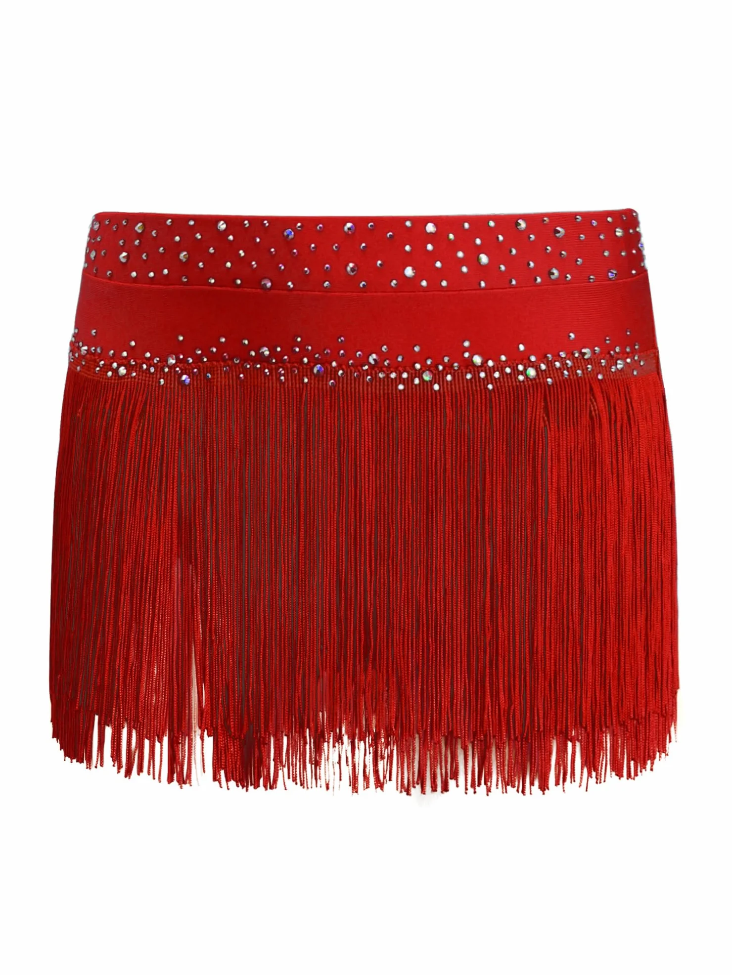 TiaoBug Falda De Baile De Tango De Salsa Latina con Flecos para Niñas Faldas De Cintura Elástica Falda Corta Brillante De Baile Jazz