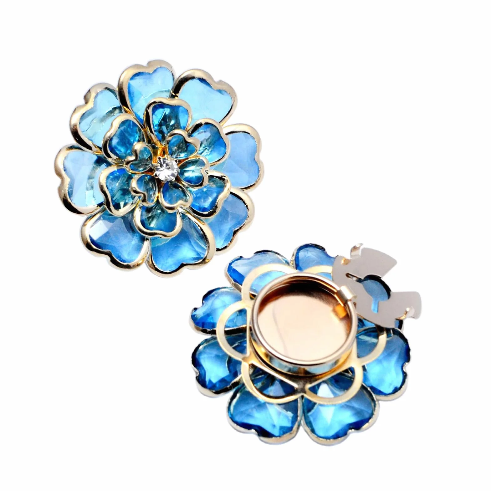 Fundas de botones de flores para mujer, camisas con diamantes de imitación, gemelos, clips decorativos, kit de costura, accesorios de vestir