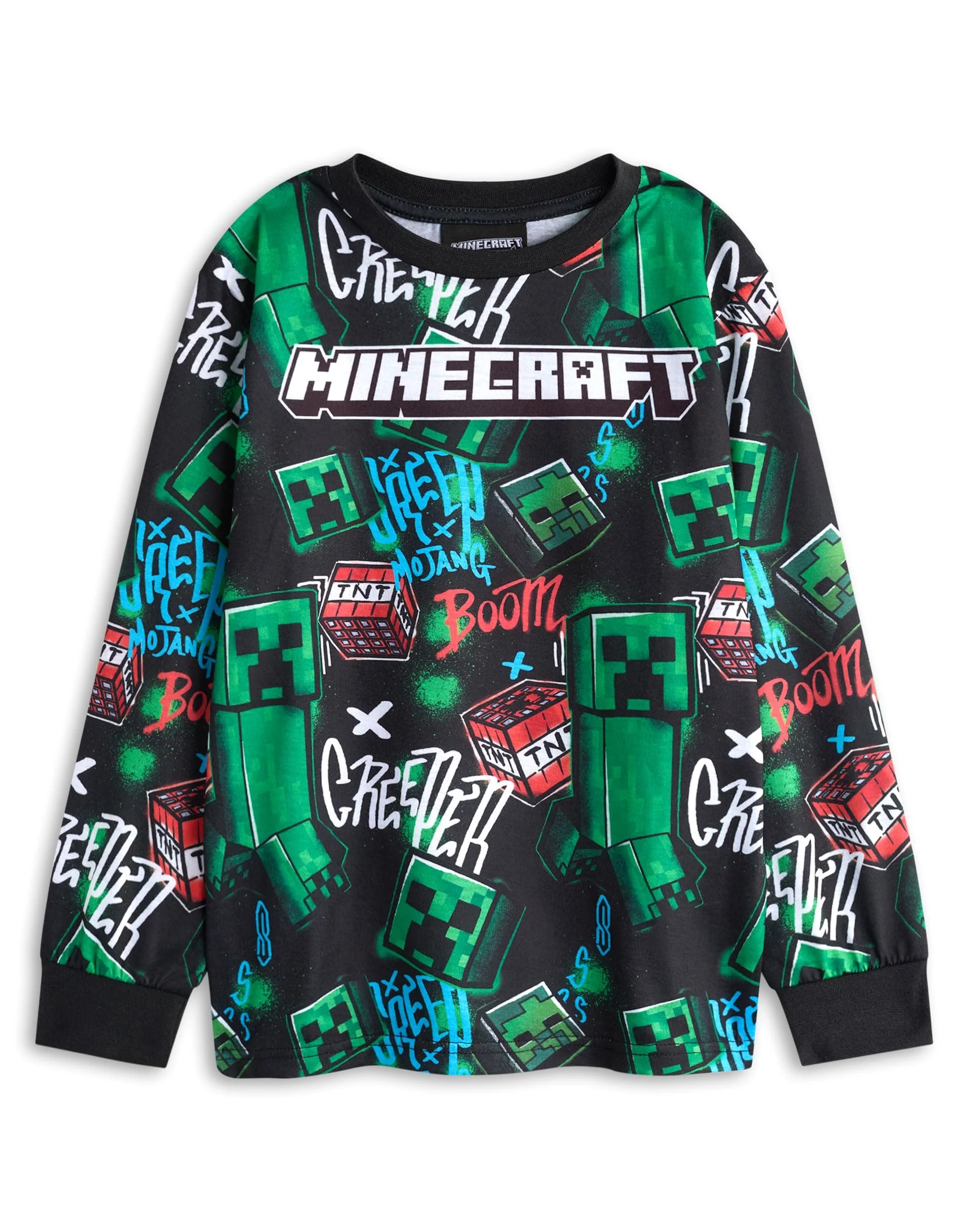 Minecraft Conjunto de Pijama para niños, Paquete de 2 | Pack múltiple de Pijamas para niño con Estampado Integral de Grafiti Multicolor | Tops y Partes Inferiores TNT y Creeper