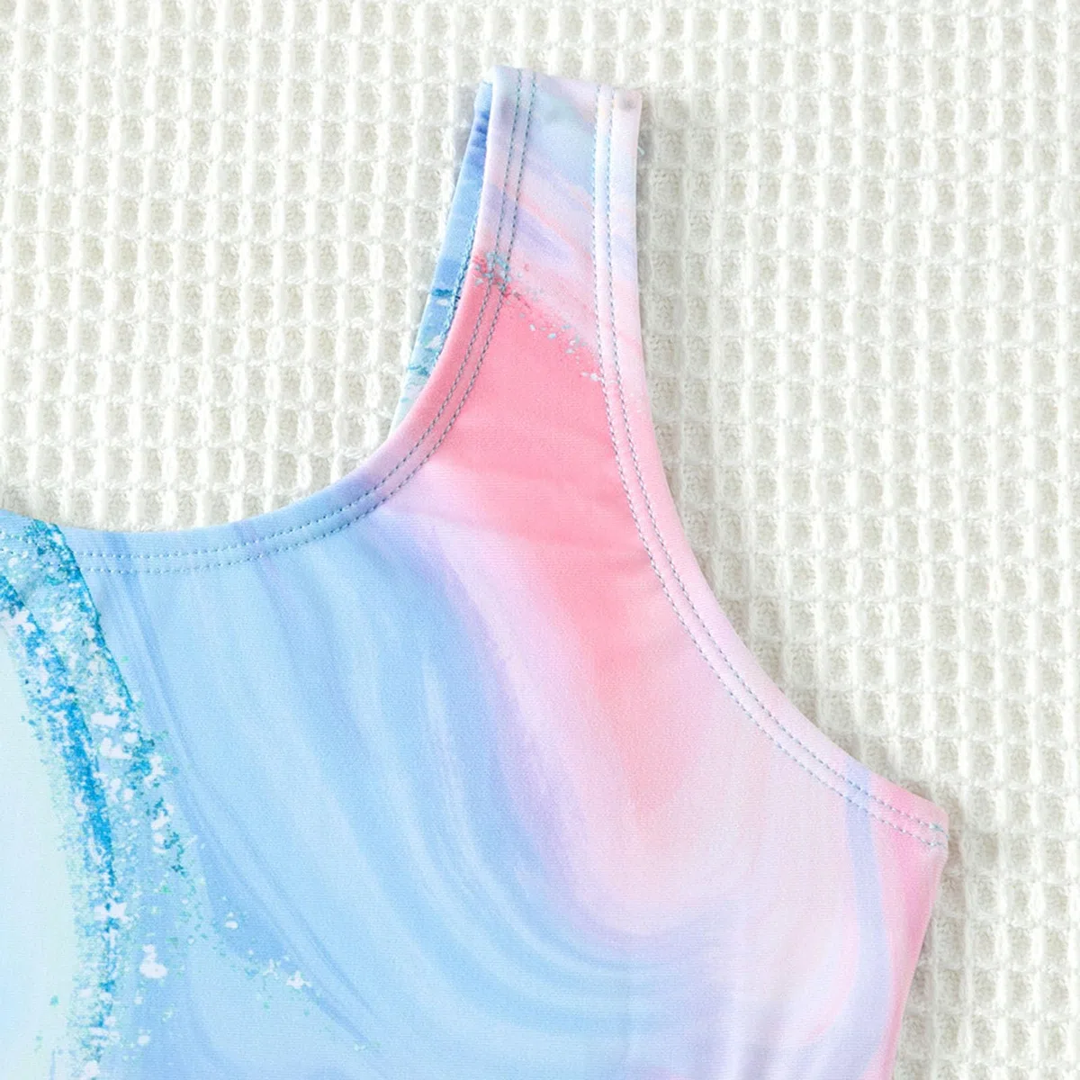 Generisch Disfraz de natación para niña, traje de baño de 1 pieza para niñas, traje de baño con recortes, estampado de verano, playa, deporte, baño