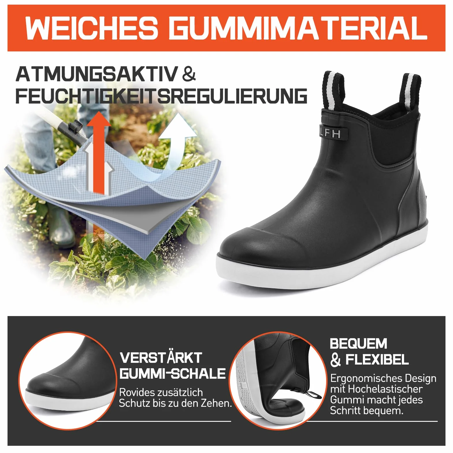Botas De Para Hombre, Segurida Botines Agua Para Adultos, Antideslizante Hermético De PVC