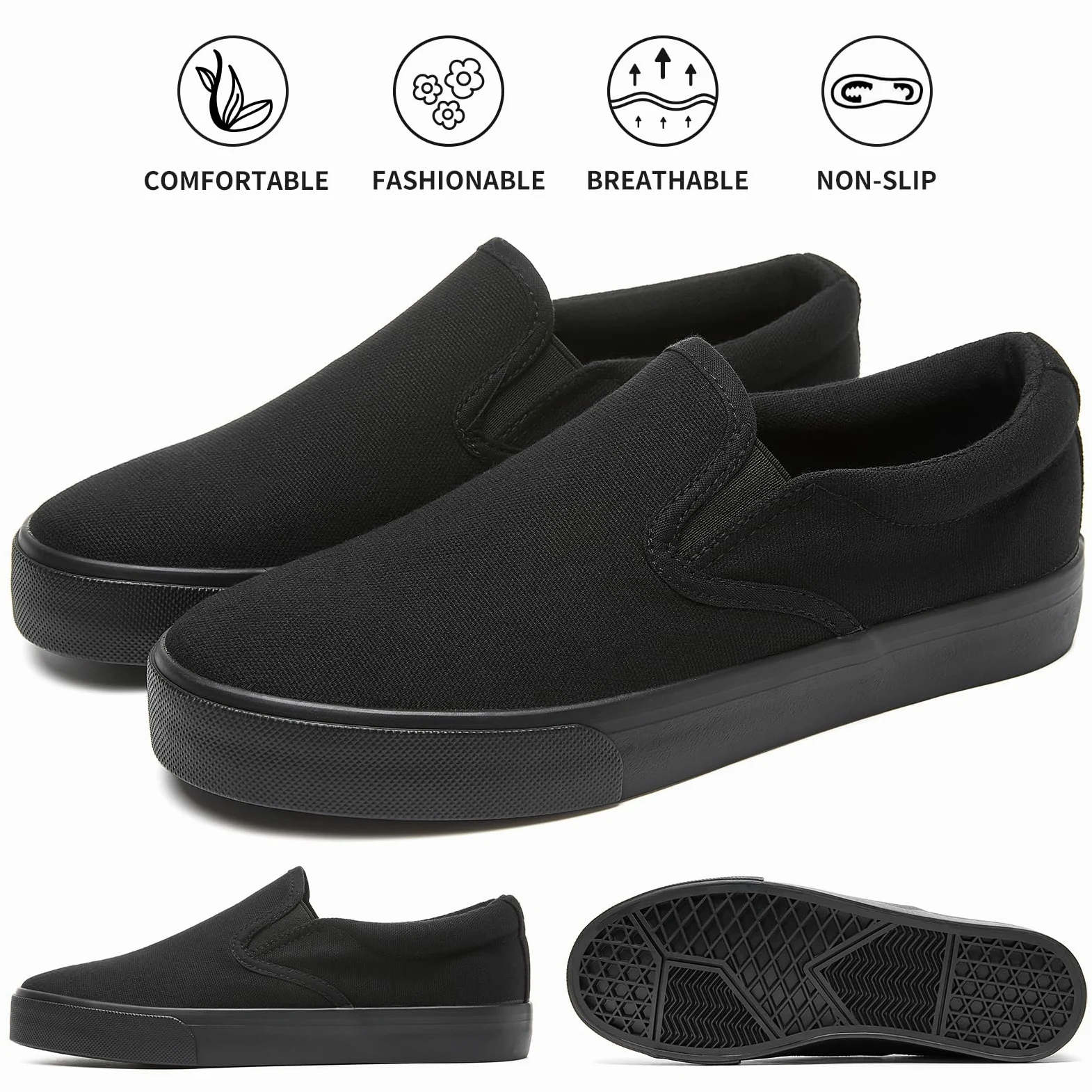 Zapatos deportivos de lona para mujer, mocasines, antideslizantes, de caña baja, zapatos casuales | Tenis de caña baja antideslizante para caminar, transpirables, informales, cómodos, a la moda