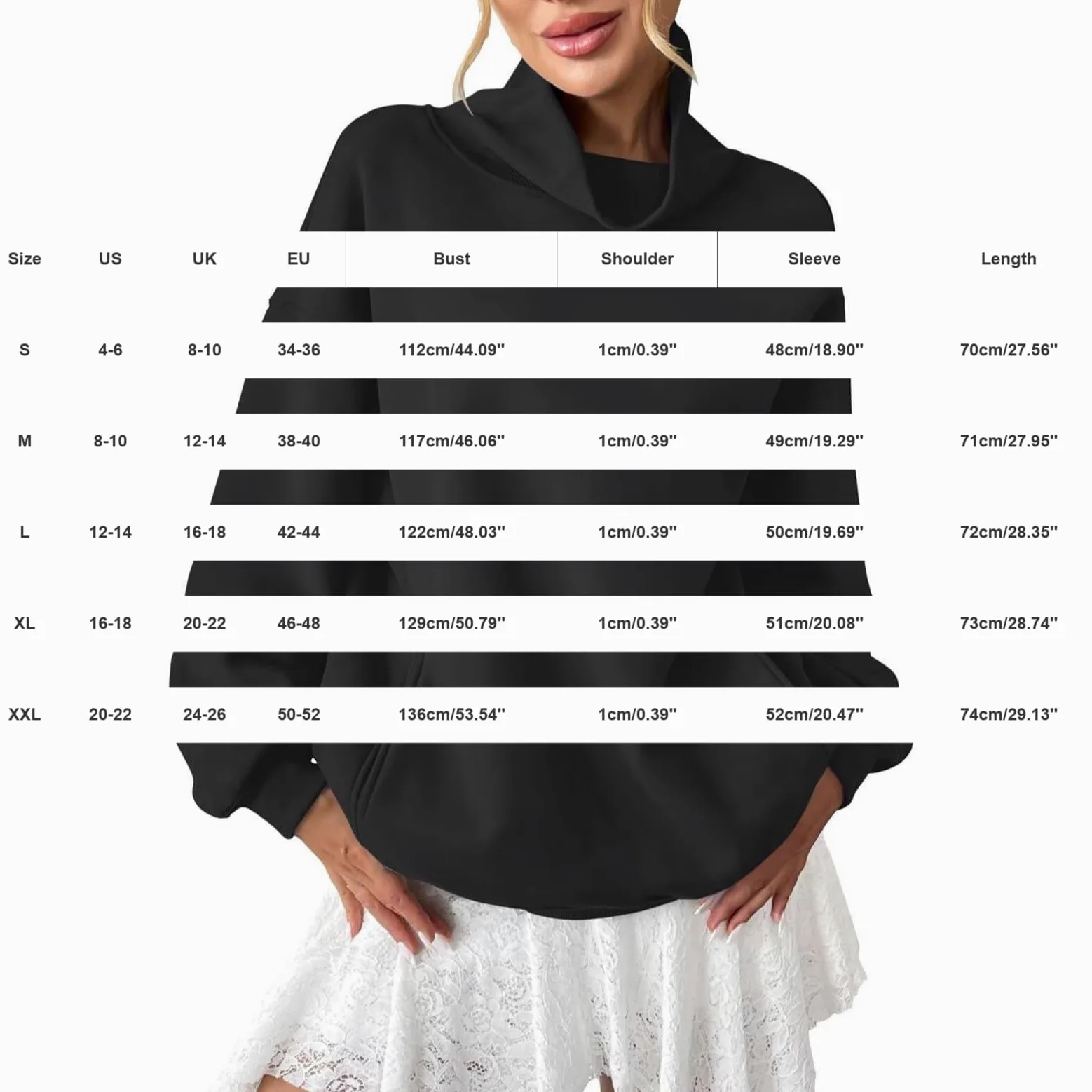 Sudadera de mujer sin capucha, sudadera con cuello alto y manga larga, tendencia de color liso, suéter cálido y cómodo, informal, salida, otoño e invierno