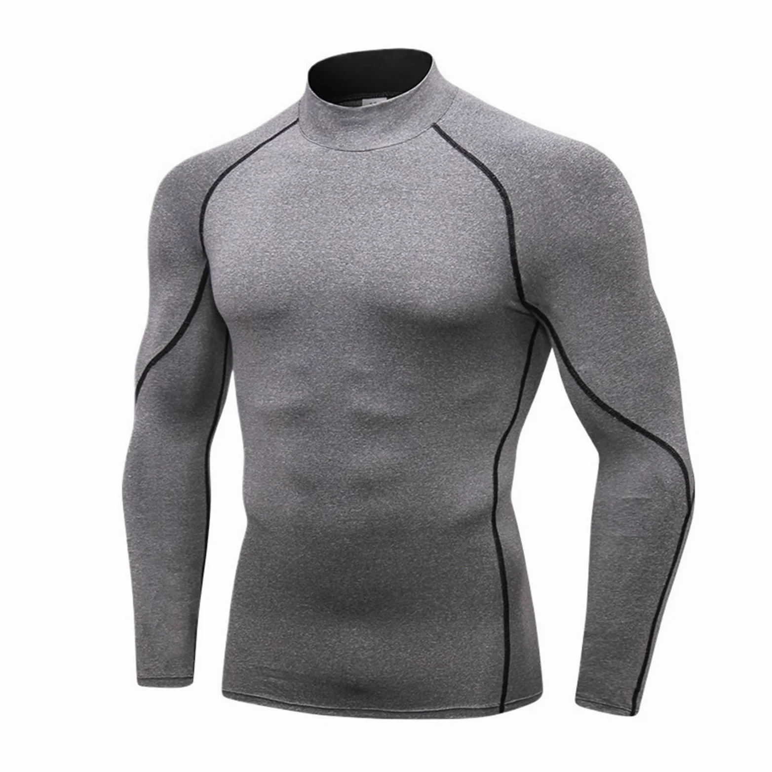 Camisas de compresión Manga Larga con Cuello for Hombre, protección Solar Fresca y Seca, Medias Deportivas, Camisetas for Correr Gimnasio