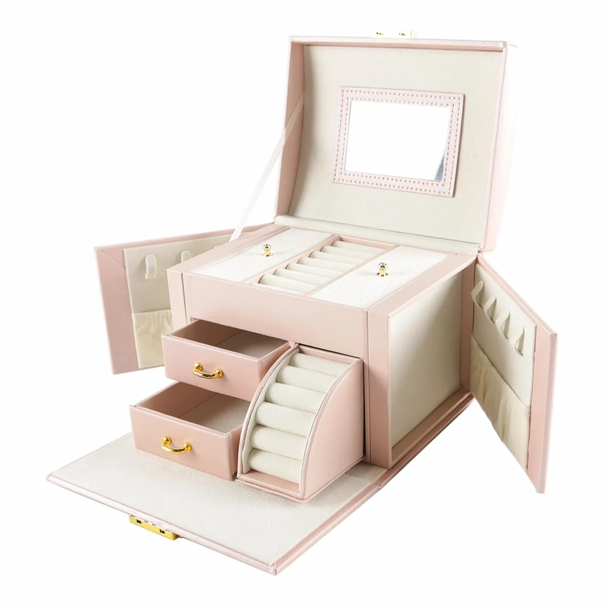 Joyero con Cajón y Bailarina para Pulsera, Anillo y Collar, Regalo para Niñas (rosa)
