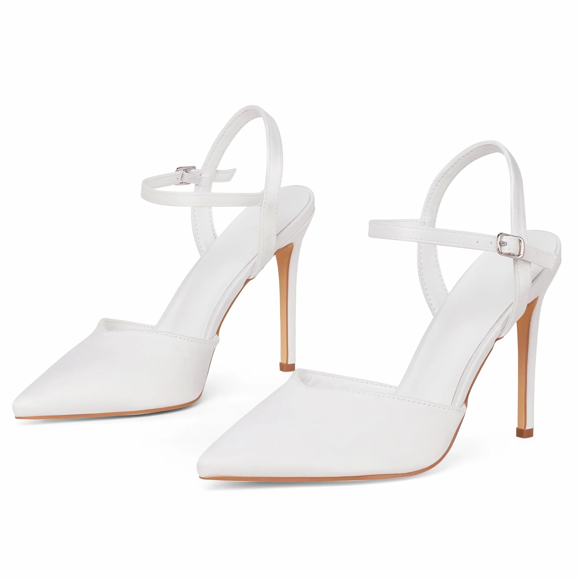 GENSHUO Elegantes Tacones Altos con Punta Puntiaguda y Stiletto de 10 cm, Zapatos de Mujer Sexy con Correa en el Tobillo para la Noche