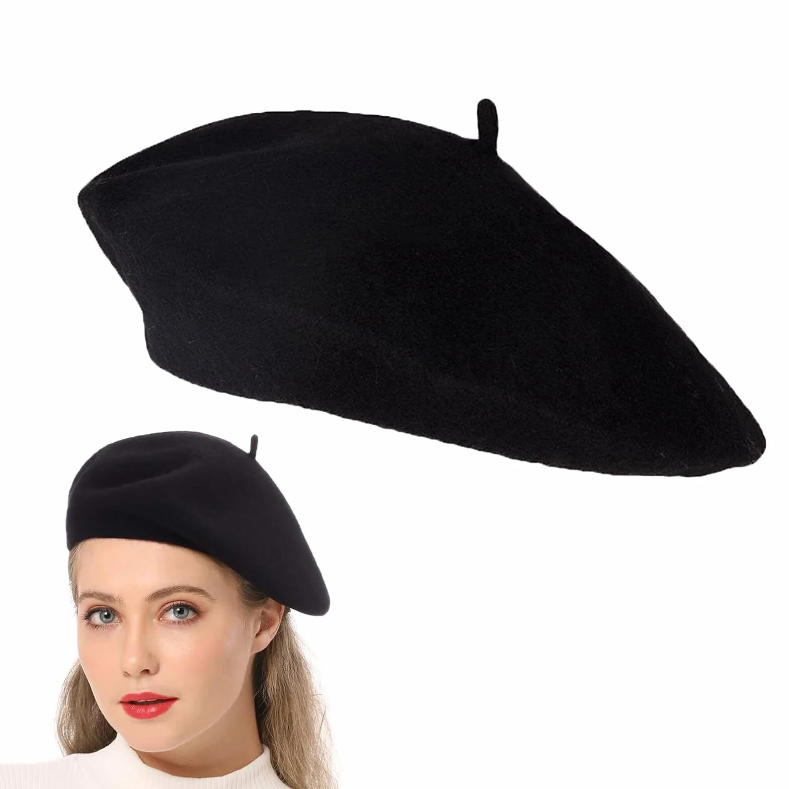 Sombrero De Boina Francés, Boina Francesa Mujer, Clásica Lana Gorro para Mujeres, Invierno Artista Cálido Moderno Pintor Sombrero Otoño Redondo Vintage