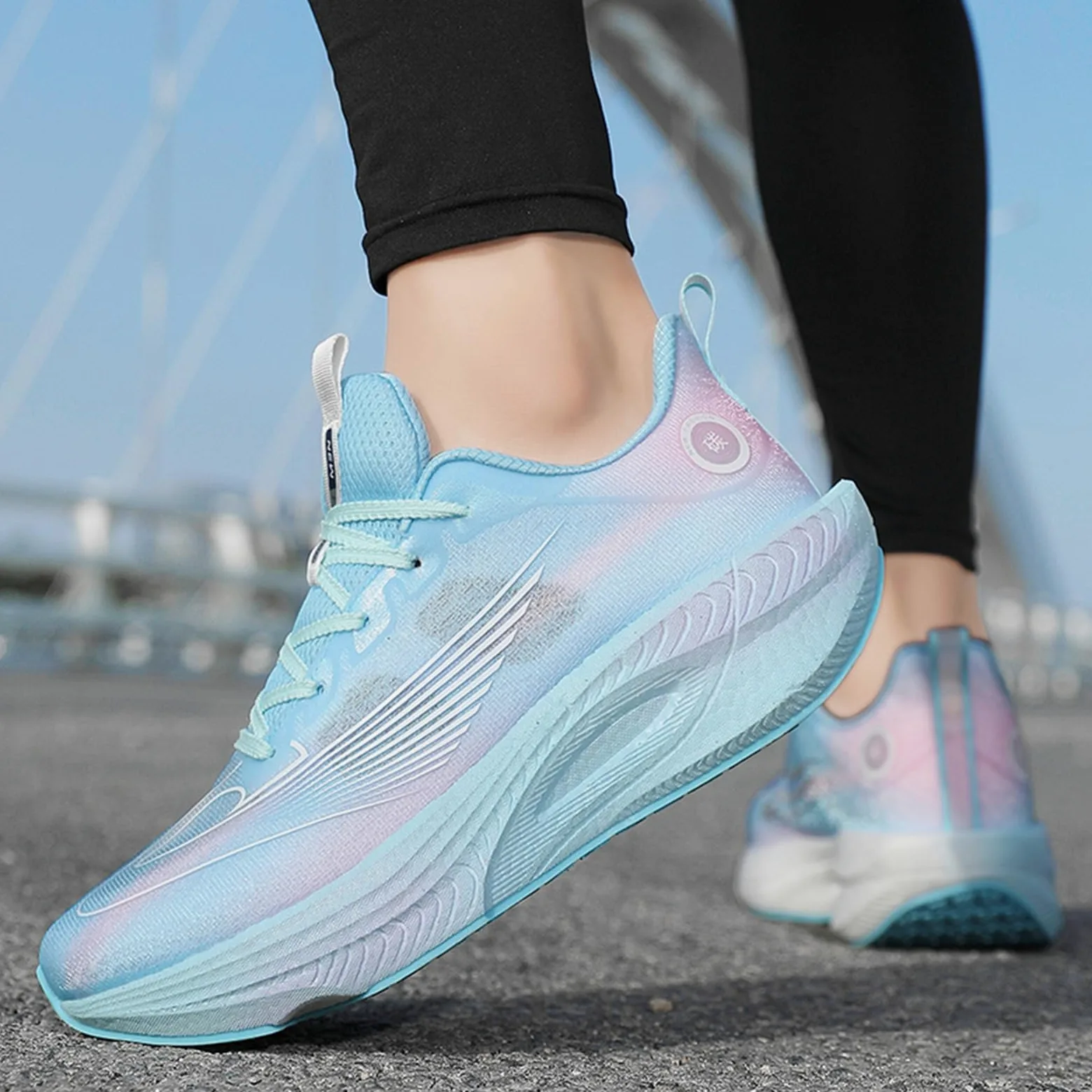 Zapatillas de Running Hombre Degradado Suela Gruesa | Zapatillas de Running Hombre Color Degradado Suela Gruesa Amortiguación Transpirables