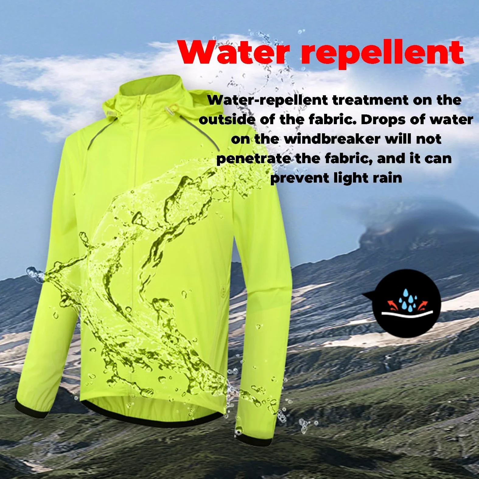Chaqueta Impermeable Ciclismo Running Para Hombre,Reflectante,Plegable,Transpirable,Ligera