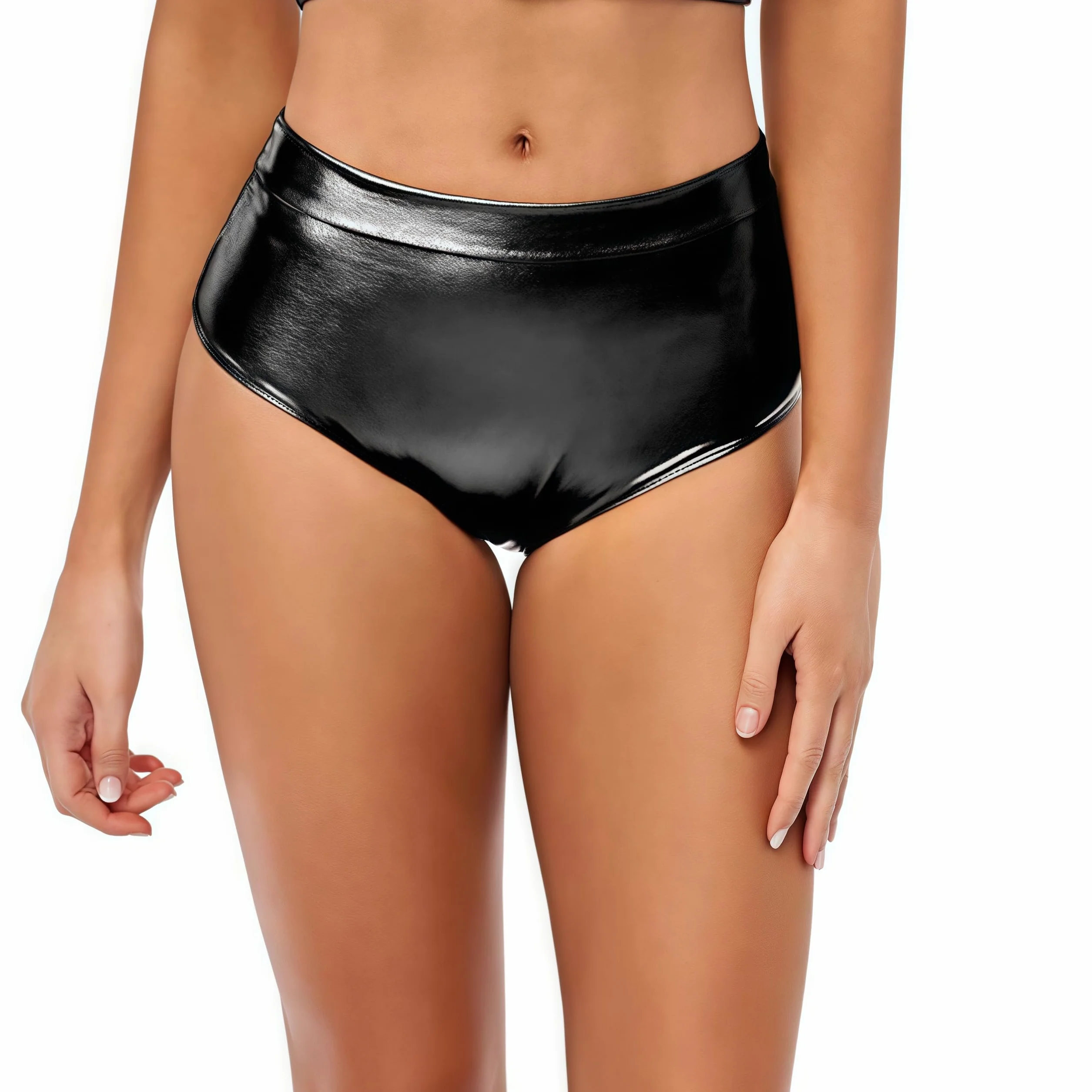 Pantalones cortos metálicos para mujer, cintura alta, sexy, para rave, baile, festival