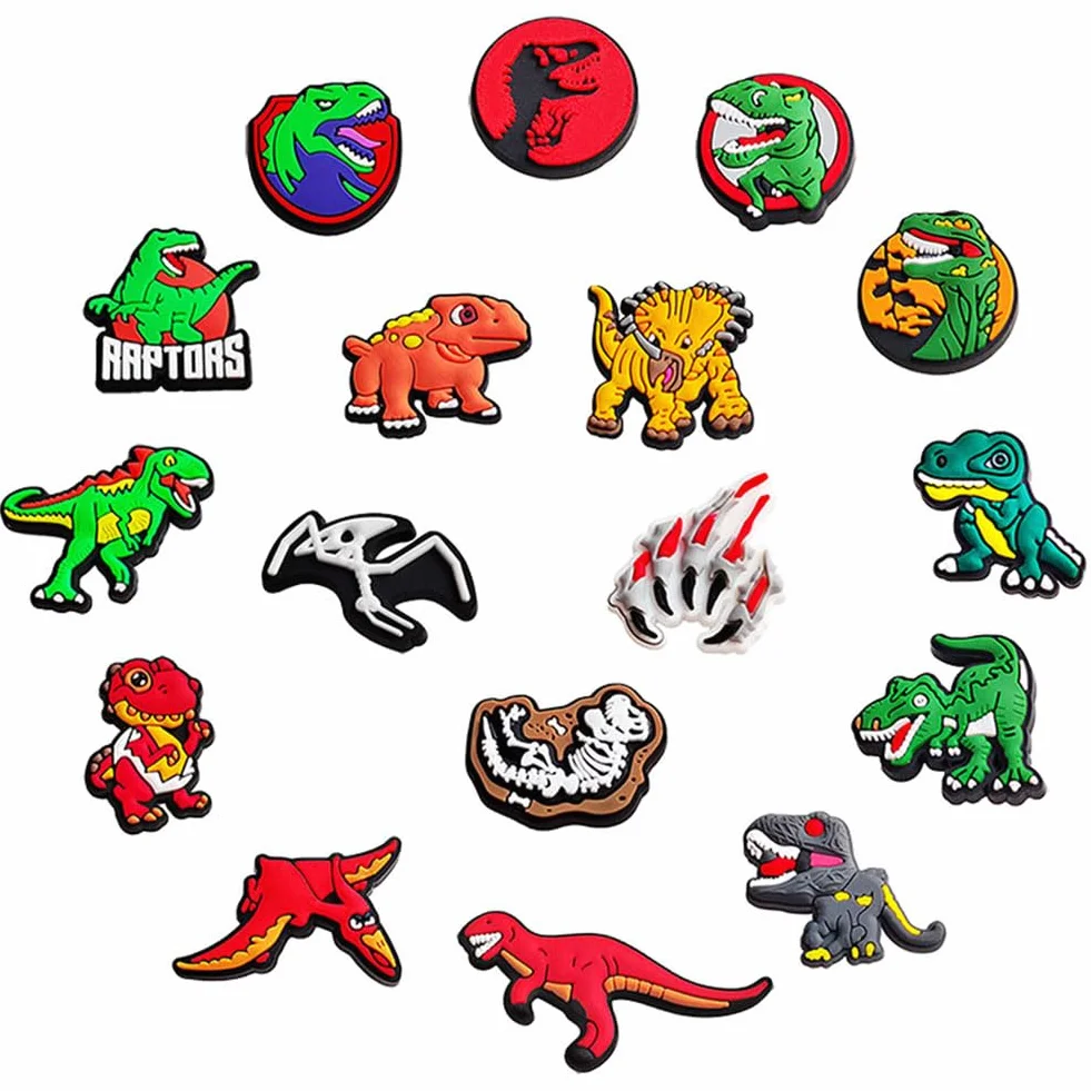 Dinosaurio Encantos del Zapato 38PCS Cute Cartoon Zapato Decoración Croc Charms para Niñas Mujeres Niños Adultos, Regalo para Fiesta de Cumpleaños