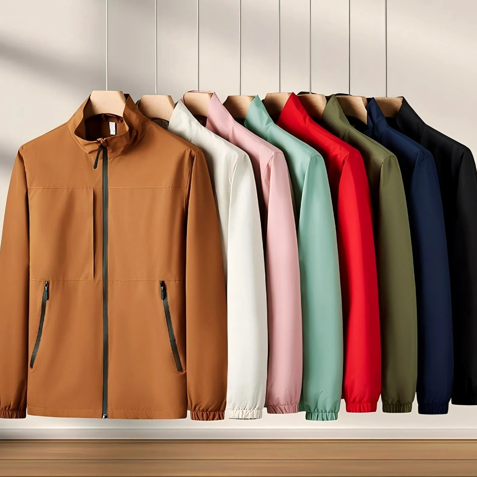 Generisch Chaqueta cortavientos ligera y transpirable, resistente al viento para correr al aire libre (50+) con clip para chaqueta para mujer
