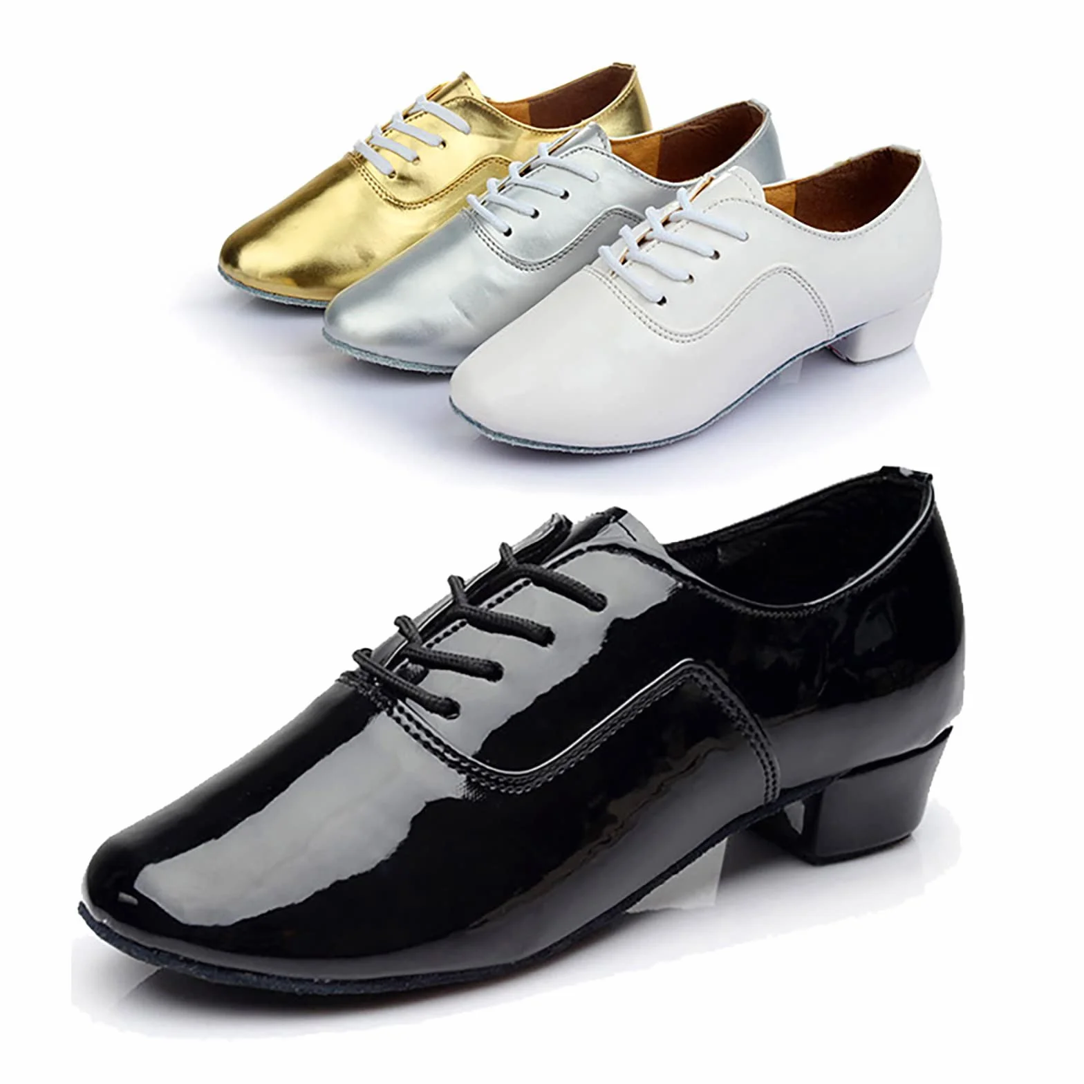 Zapatos de baile latino con cordones para hombre de color liso