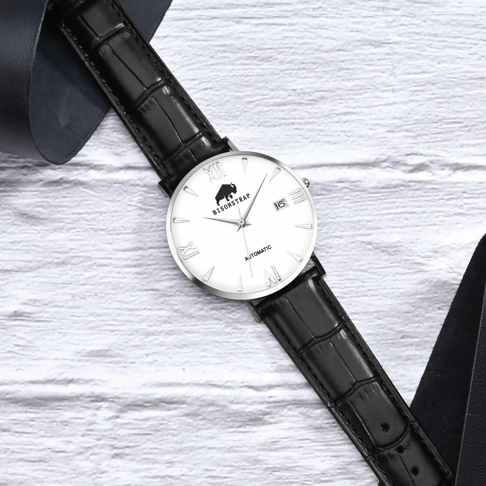 BISONSTRAP Correas de Reloj, Cuero en Relieve de Cocodrilo, Ancho de Banda: 18mm 20mm 22mm 24mm