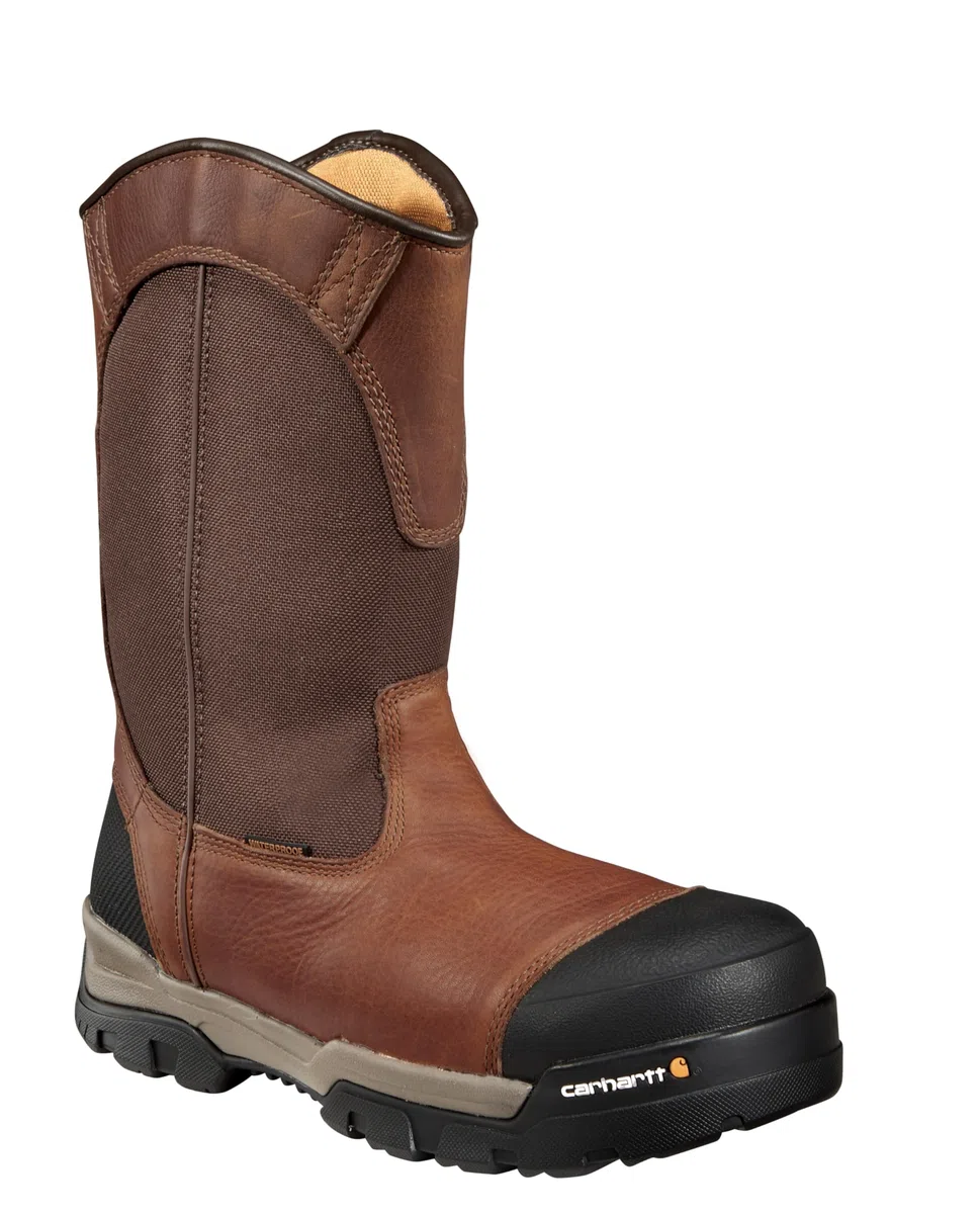 Carhartt Men's Ground Force 10" Waterproof Composite Toe CME1355 Wellington Industrial Boot, Peanut Oil Tan Leather