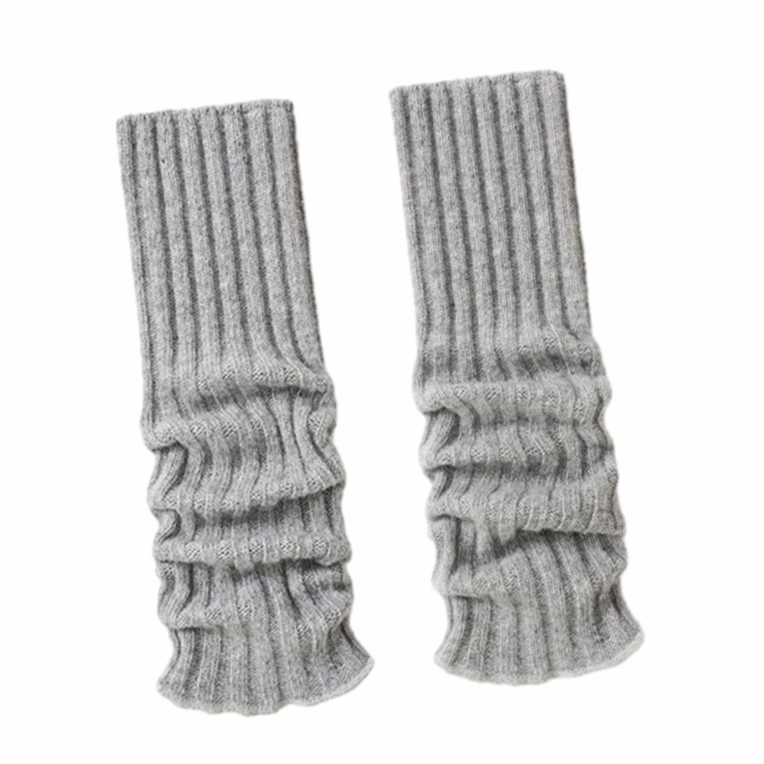 Calentadores de piernas de punto, medias altas góticas, para mujer, invierno, otoño, 44 cm, beige
