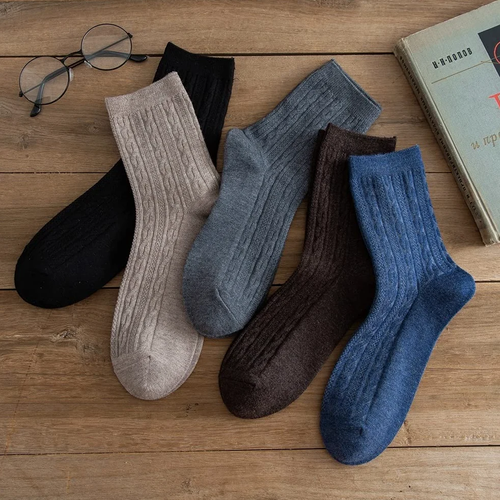 Calcetines de Lana de los Hombres Invierno biness cálido Regalos de los Calcetines de los Calcetines de la Raya del otoño (Color: un tamaño: 38-44) (Color : A, Size : 38-44)
