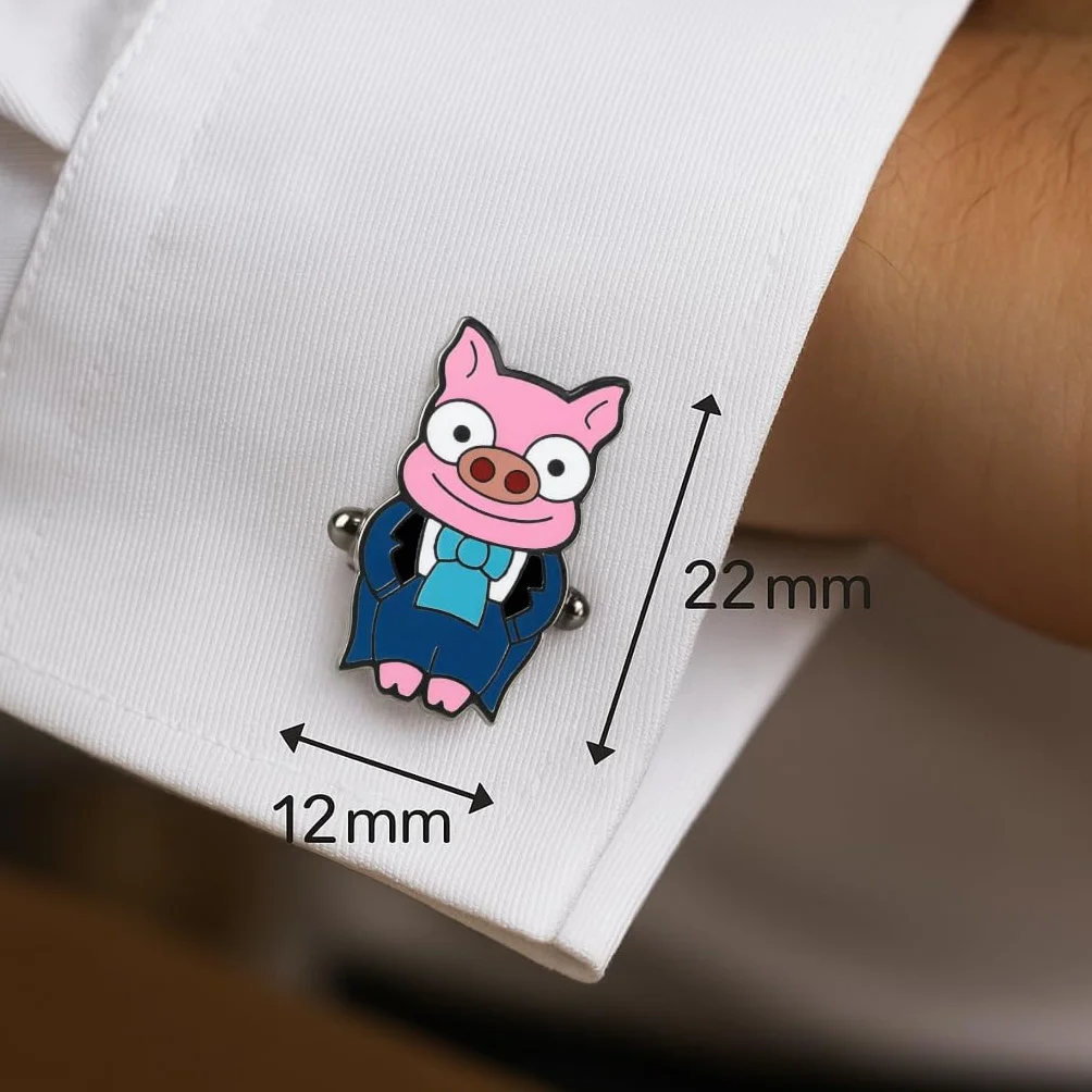 Gemelos de Cerditos Novio y Novia para Camisa Formal | Diseño divertido de pareja de cerdos para bodas, eventos formales, celebraciones, trajes y camisas elegantes