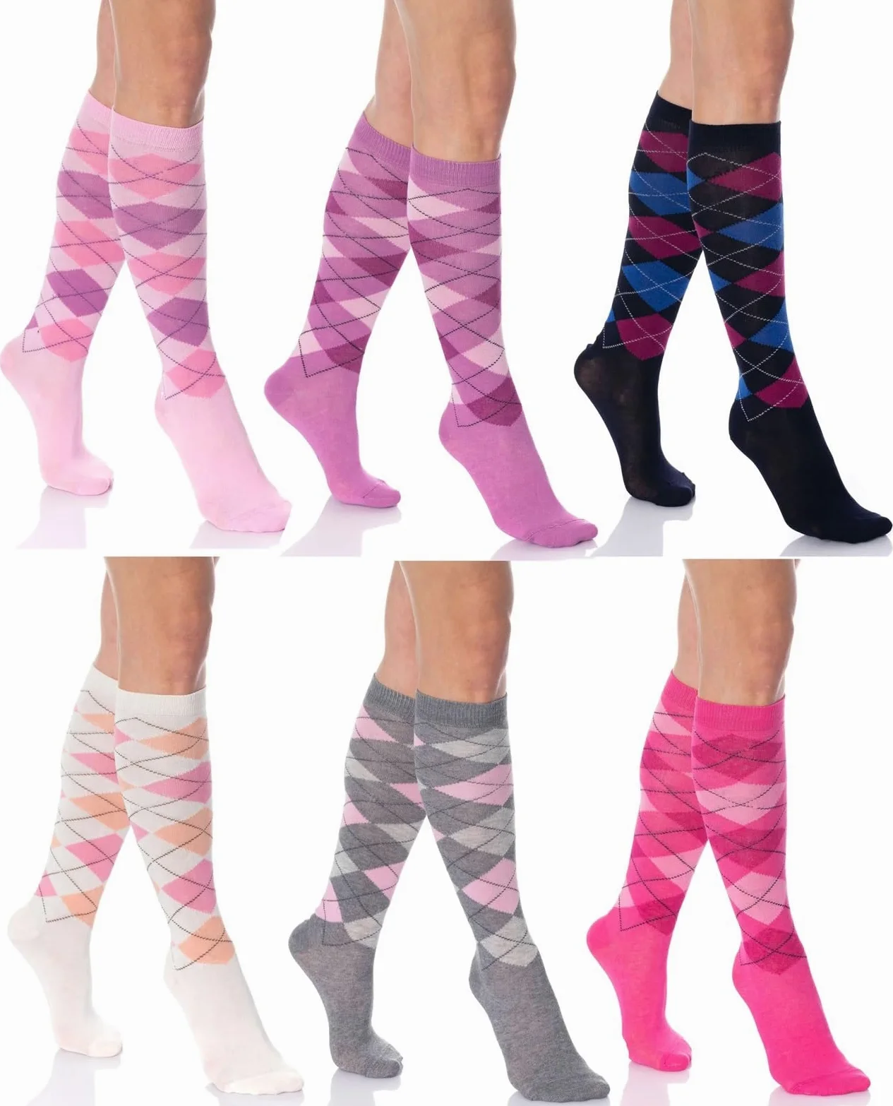 Knee High Socks For Women 6 Pairs Colorful Over The Calf Para Niñas y Mujeres