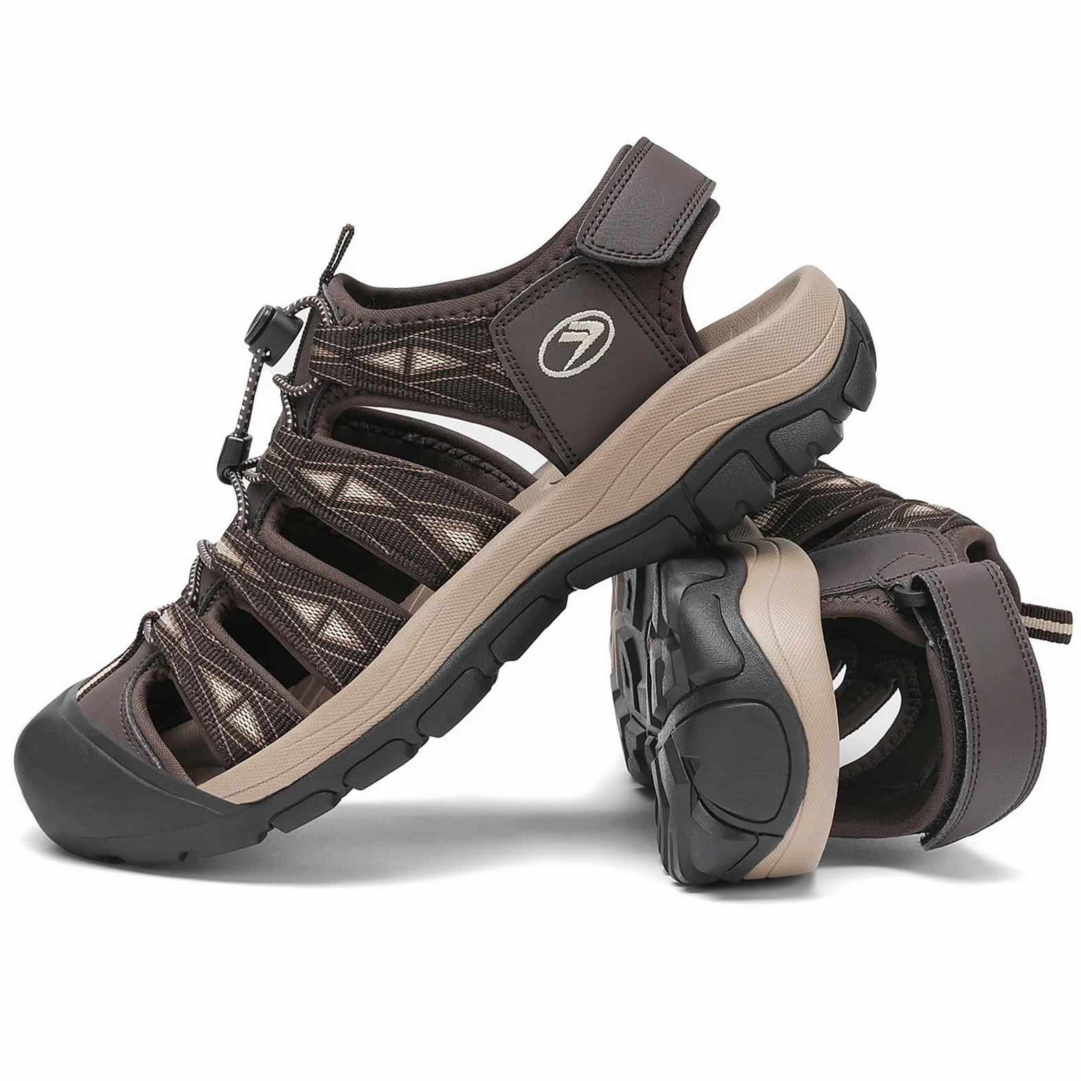 FLARUT Sandalias de Verano para Hombre Trekking Deportivas Punta Cerrada Zapatos de Senderismo Playa Correr Casual(Café Beige,41) | Punta cerrada,Suela de goma antideslizante,EVA Amortiguador,Correa tejida transpirable,Cierre autoadhesivo