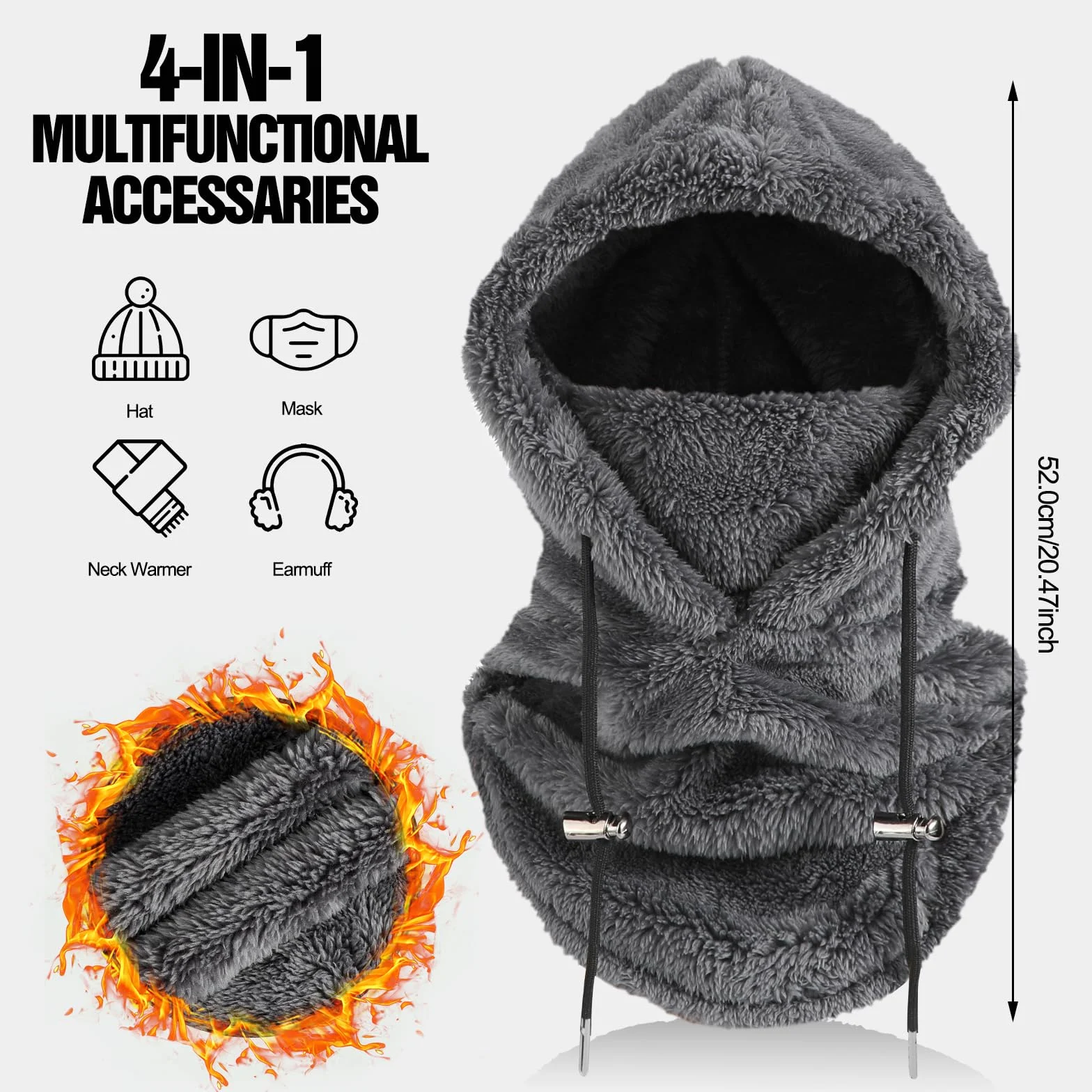 Pasamontañas Térmicos de Invierno, Multifuncional Prueba de Viento Cálido Máscara De Esquí, Mascarilla Moto Térmica Forro Polar, Gorro Cálido Invierno para Mujeres Hombres Deportes Aire Libre