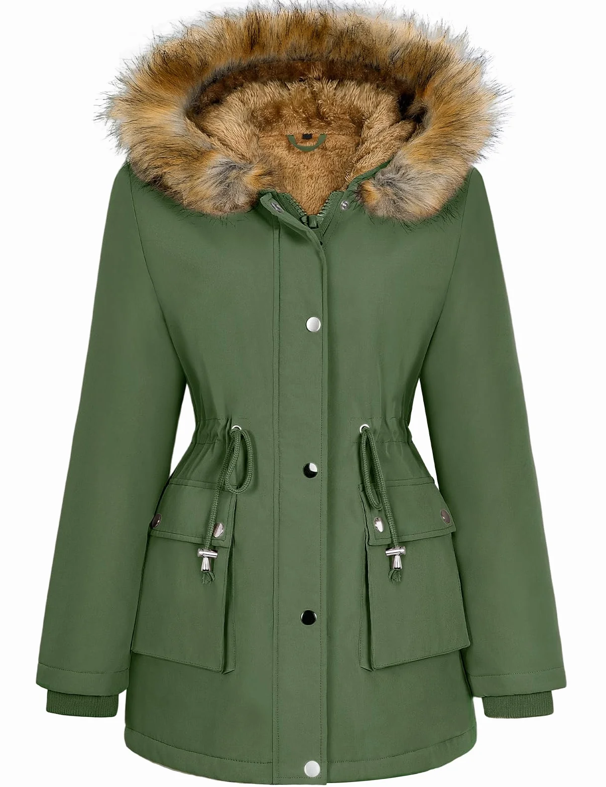 Xnova Abrigos Parka Mujer Invierno Forro Polar Chaquetas Impermeable Largo Chaquetones Térmica Cremallera Capucha Pelo Sintético Cazadora Cálido Gruesa