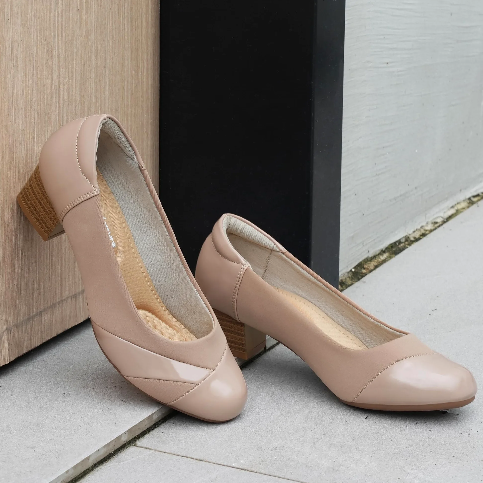 Ortho+rest Zapatos de Vestir para Mujeres con juanetes Tacón bajo ortopédico Slip on Mocasines Ortopédicos Bombas (39,Beige)