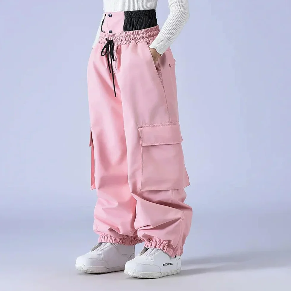 Baberos de esquí holgados para hombre y mujer, pantalones de snowboard