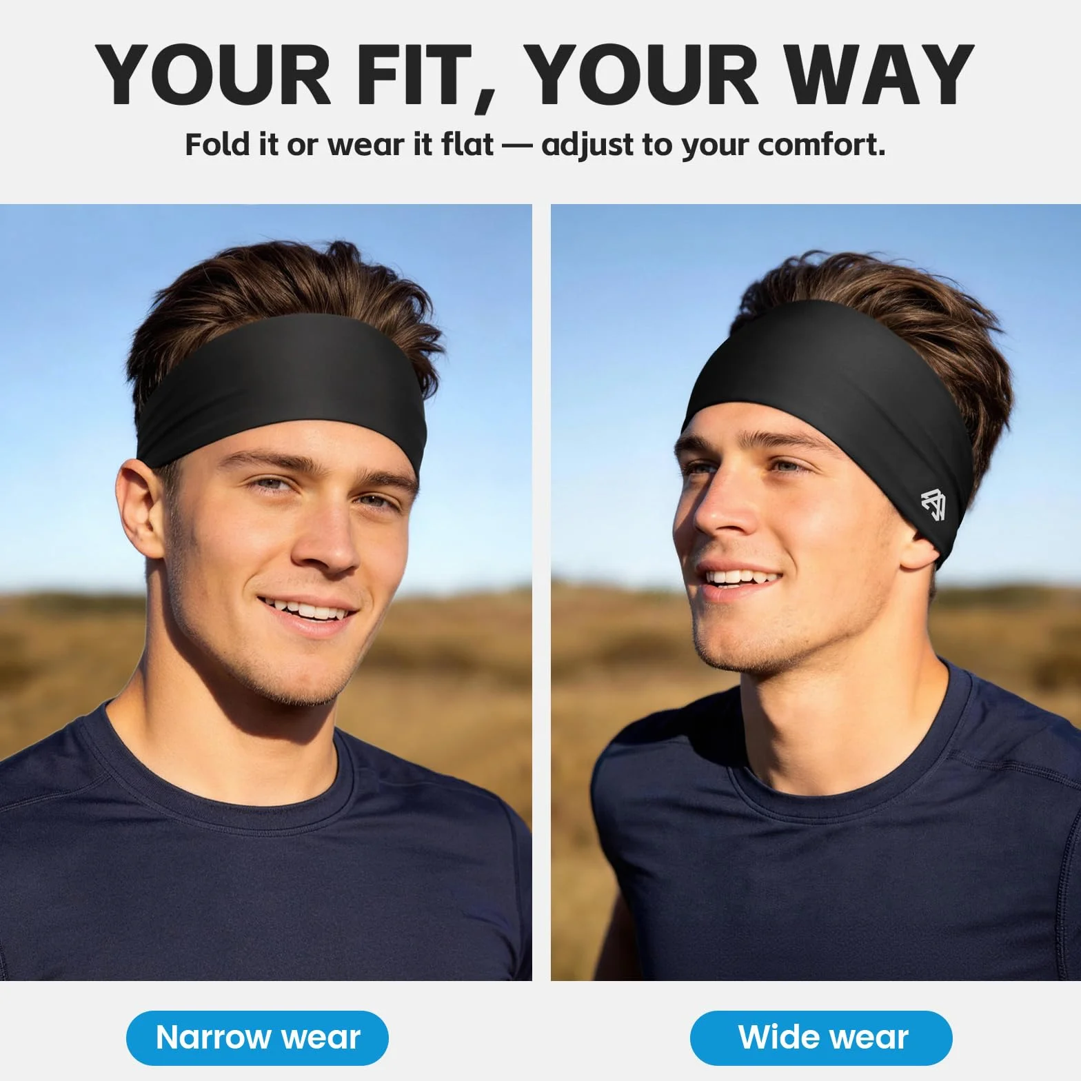 Diadema Deportiva para Hombre y Mujer, Elástica y Transpirable, Resistente al Sudor, 2 Unidades