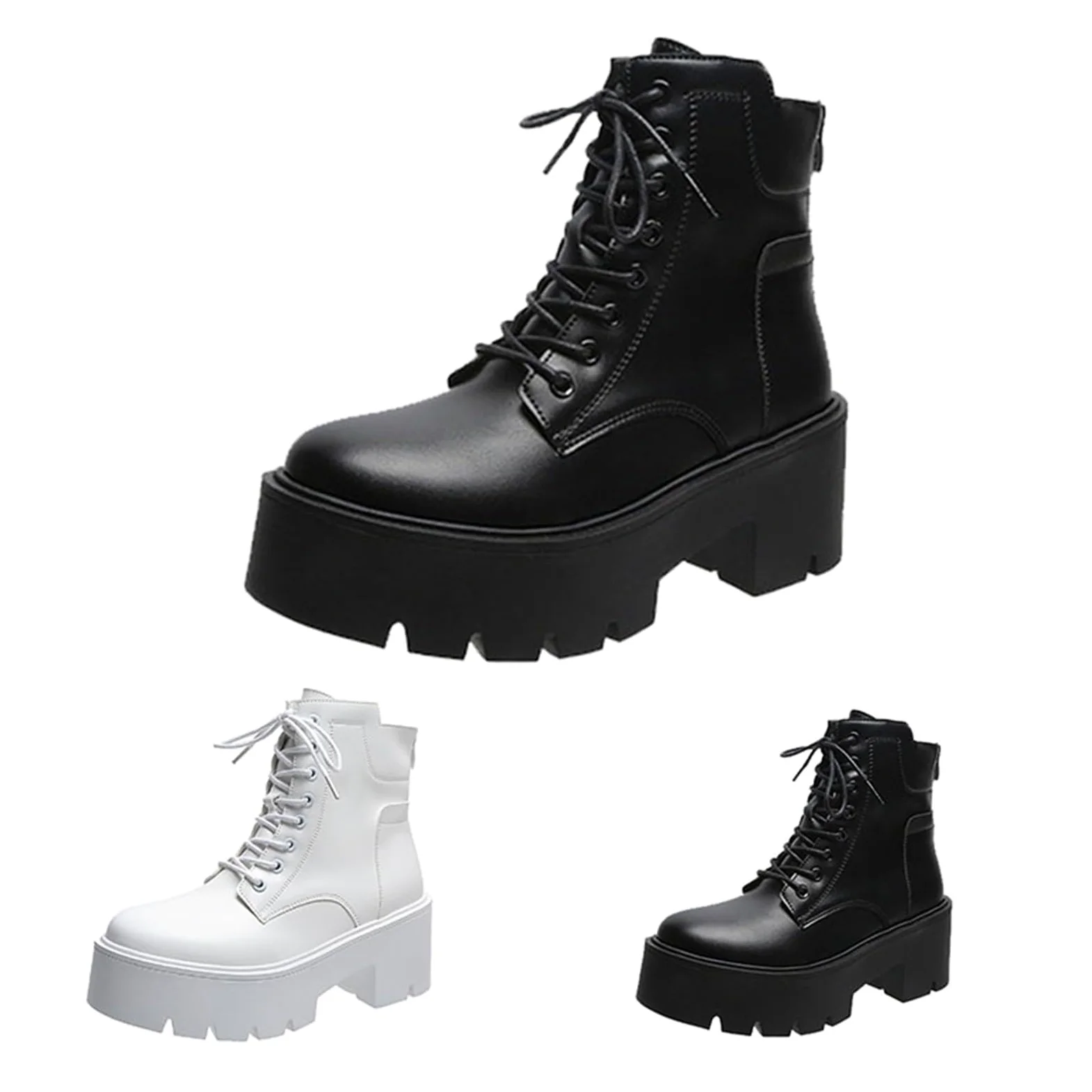 Genérico Botines Mujer Vestir con Cordones Plataforma Botas Punta Redonda Elegantes Zapatos Suaves Cómodas Caminar Bota Informales Antideslizantes Botin para Otoño Invierno Trabajo Paseo y Uso Diario
