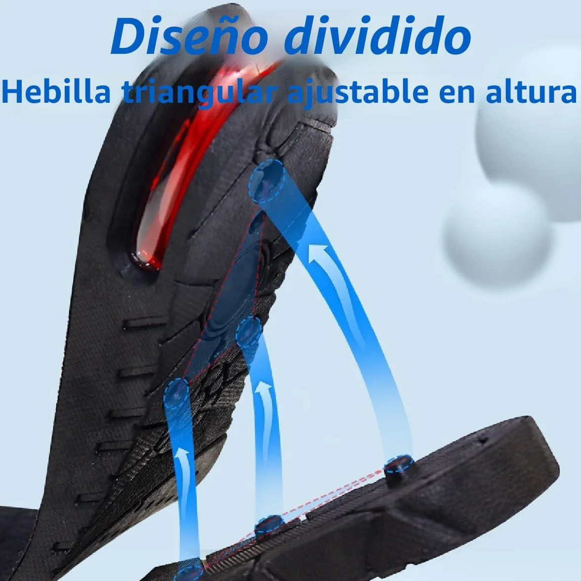 Plantillas Altura Hombre Mujer 3-7.5cm Alzas Zapatos Cojín Aire Talón Ajustable