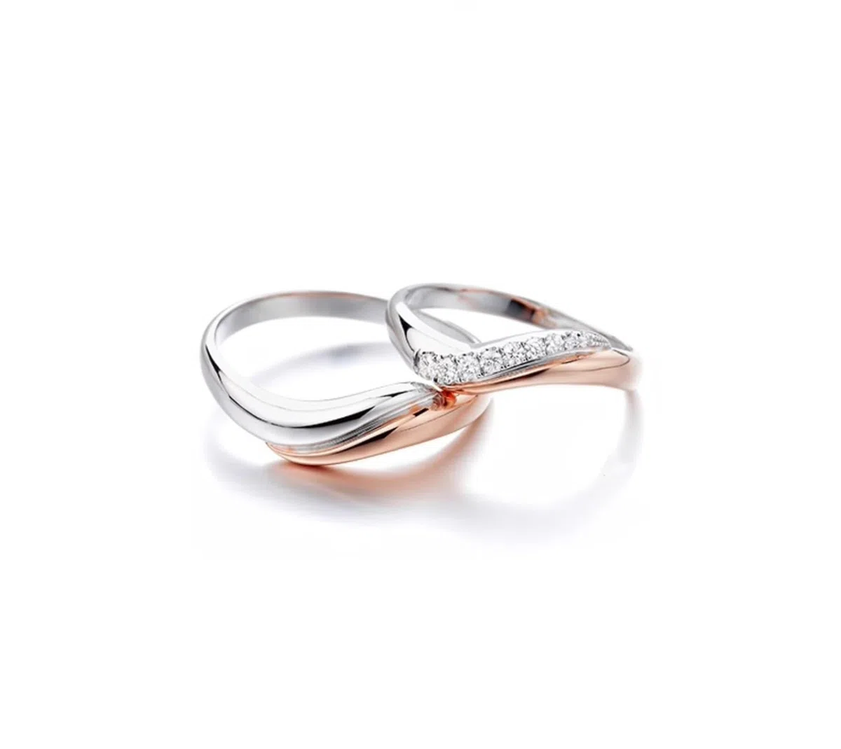 Wycian Anillos Hombre Anillo Unico Oro Blanco de 9 Quilates Y Oro Rosa Polaco Talla 27 Sólido No Chapado Moda para Esposa Día de La Madre Joyas