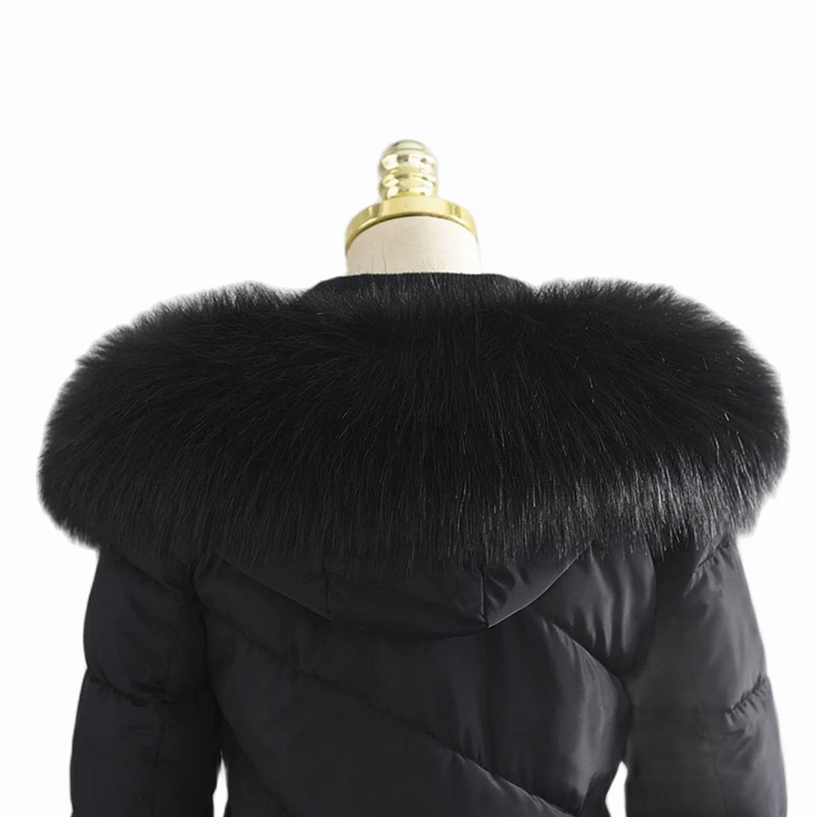RedEagle Bufanda de piel Cuello de piel real desmontable Mujeres Collares de piel de mapache Abrigos para el cuello Capucha Collares unisex negro
