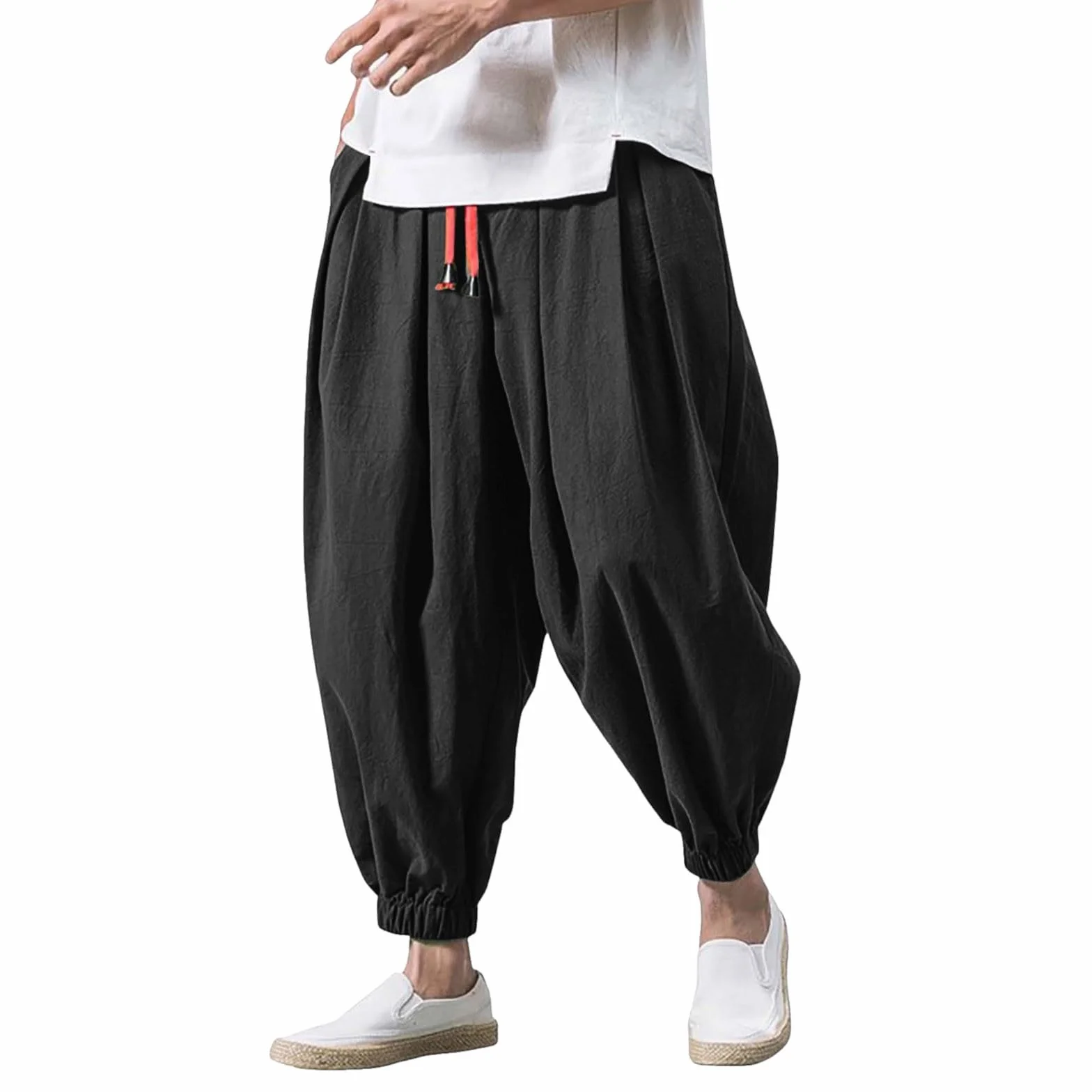 Pantalones harén para hombre hippie urbanos holgados de pierna ancha yoga joggy deporte cómodos