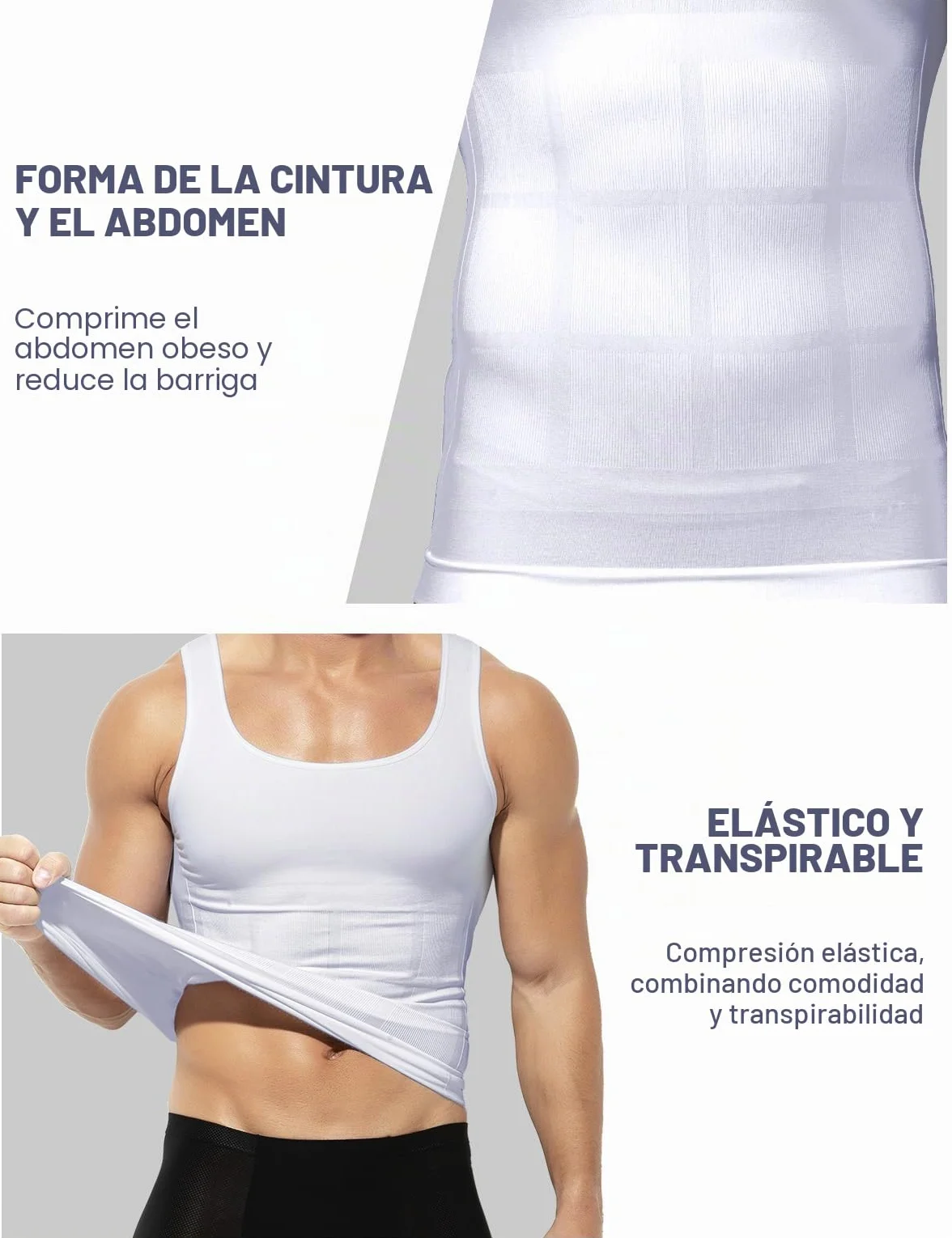 Casey Kevin Camiseta Reductora Hombre Faja Chaleco Camisa de Compresión Slim para Hombres