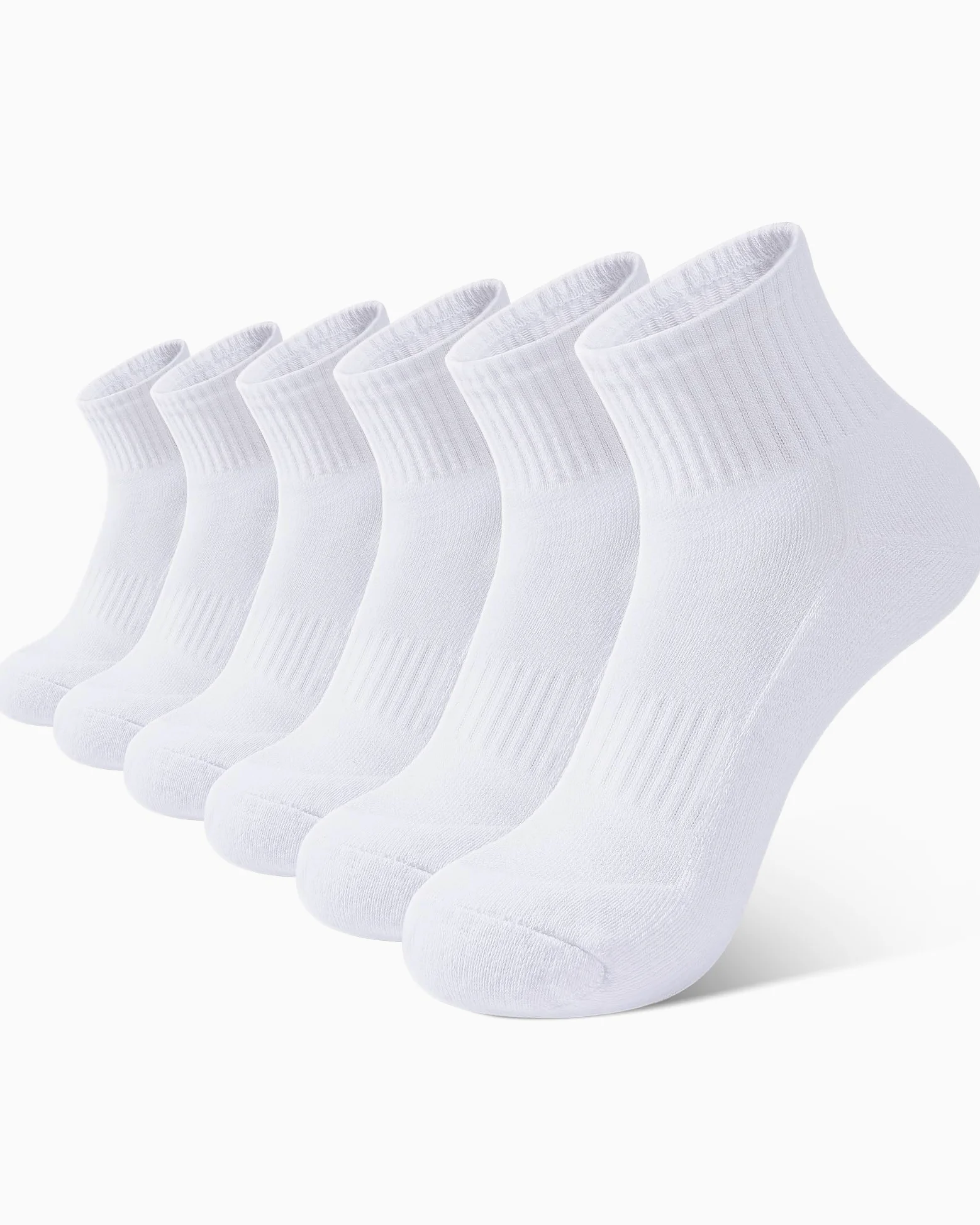 BOOPH 6 pares de calcetines de tobillo de corte bajo para niños y niñas, calcetines deportivos acolchados para correr, 4 a 14 años