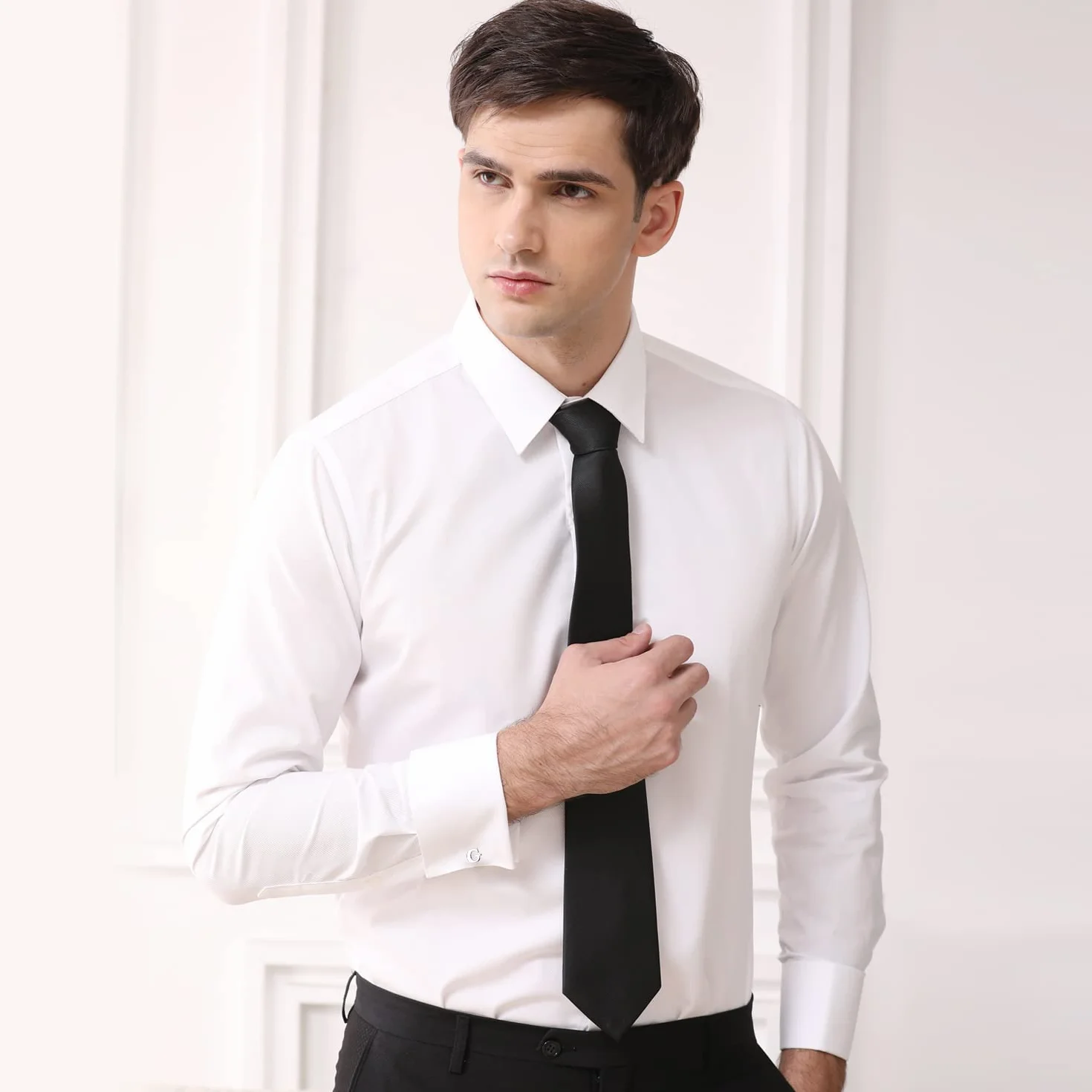HONEY BEAR Gemelos Camisa de hombre de metal, Acero inoxidable,Nombre Carta Letra Iniciales A-Z,plata (1 par G)