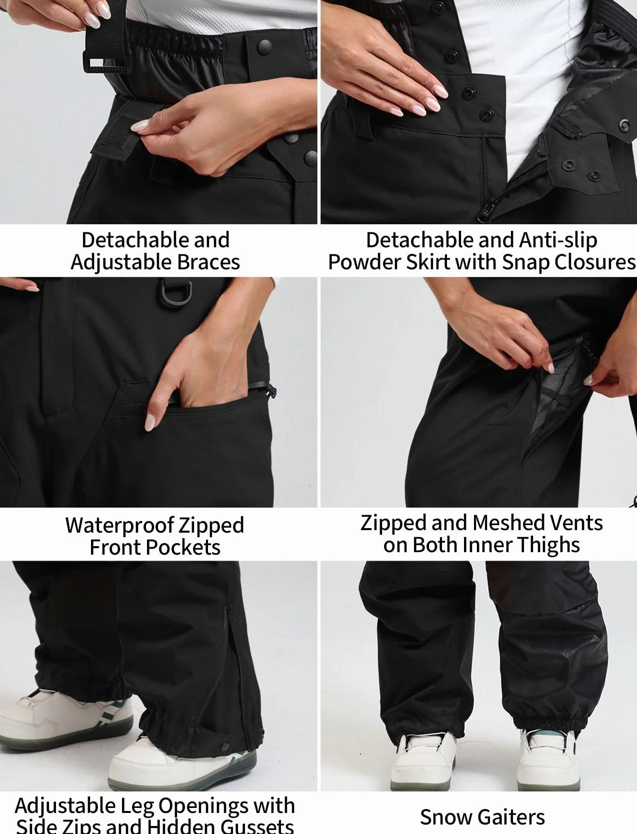 Pantalones de Esquí Holgados Mujeres Impermeable Antiviento Transpirable Aislado Cálido