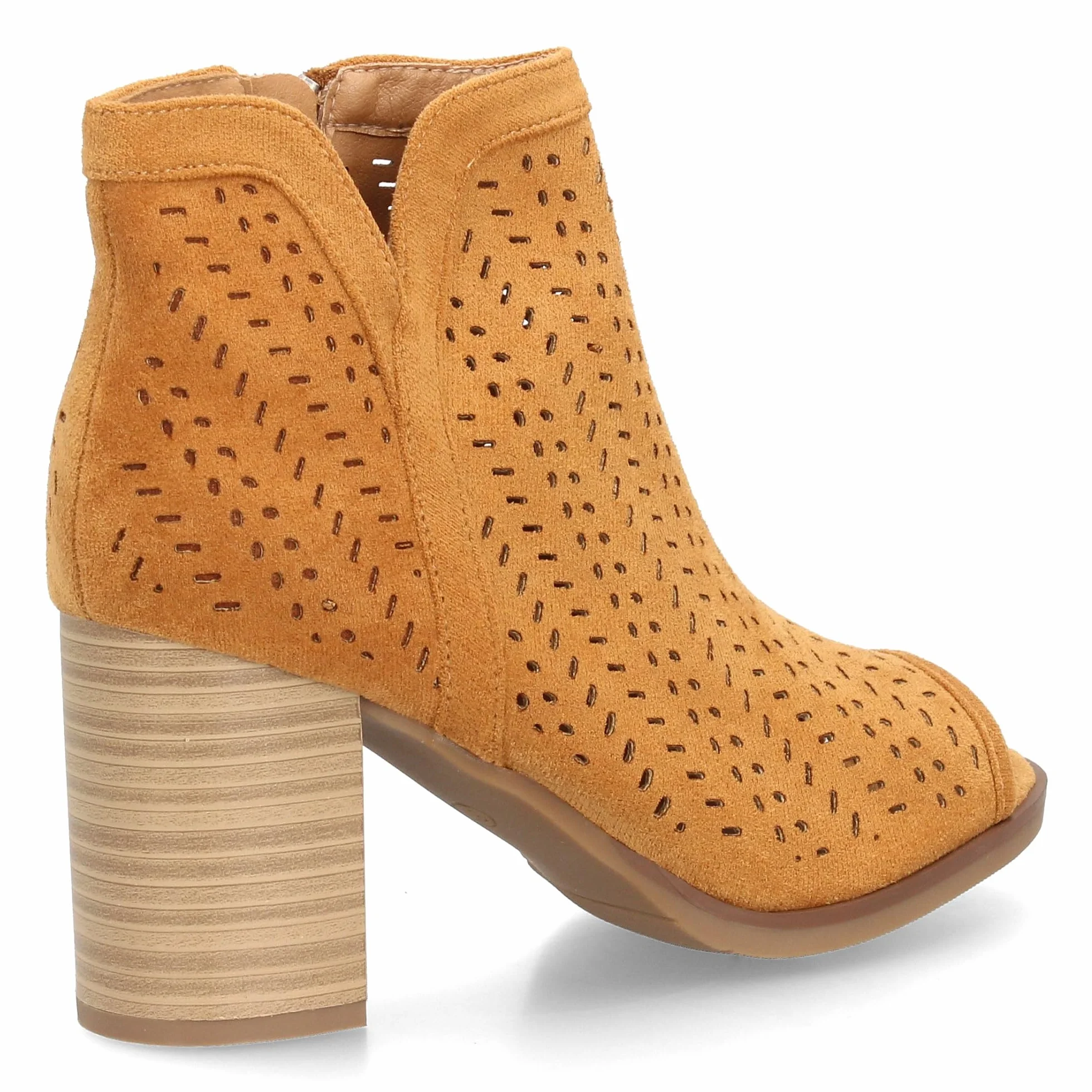 Botin de Tacon para Mujer con Calados Punta Abierta Cremallera Talon Primavera Verano