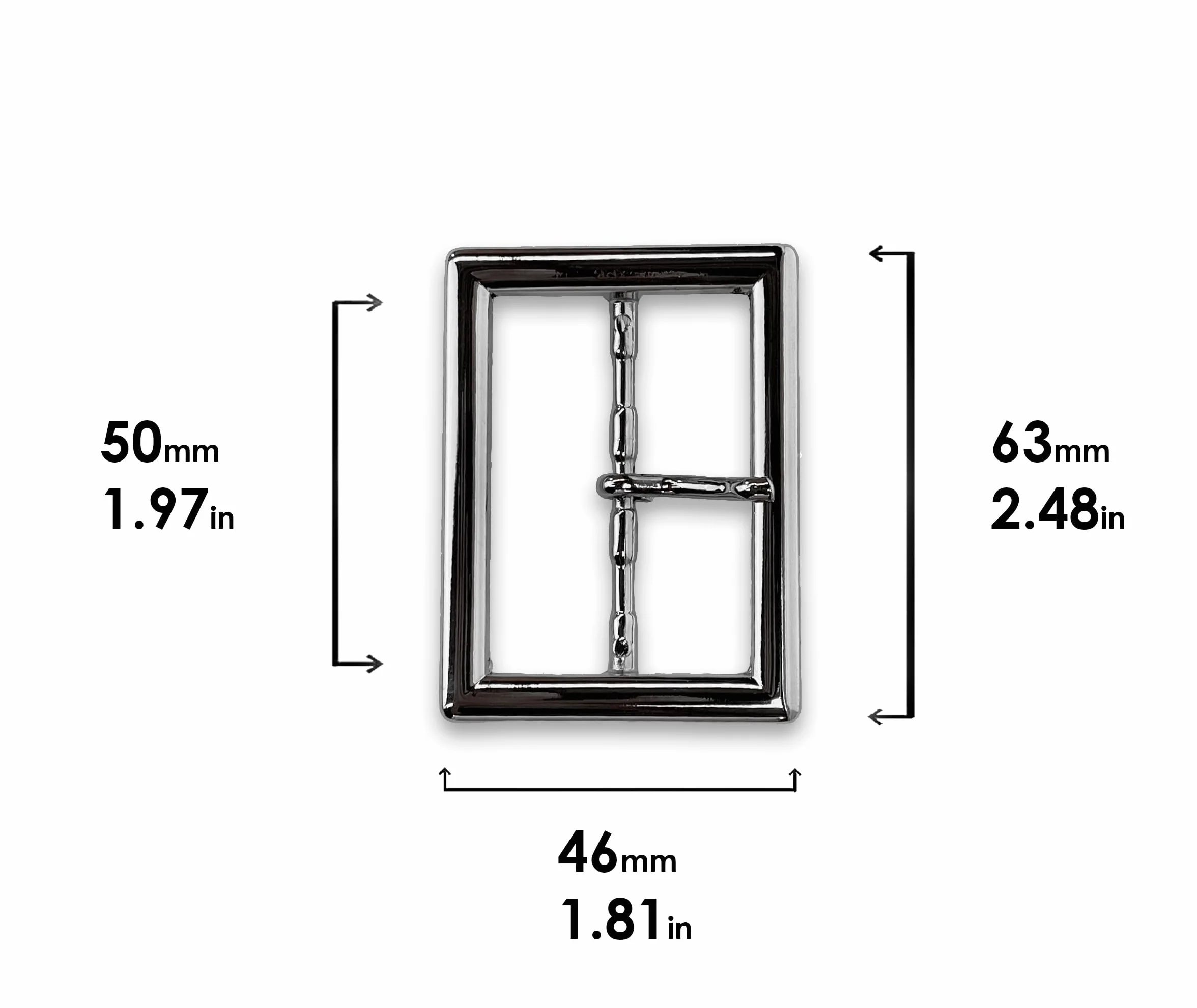 almela - Hebilla cinturón doble con acabado en plata brillo de 50mm de ancho - 5cm | Buckle belt